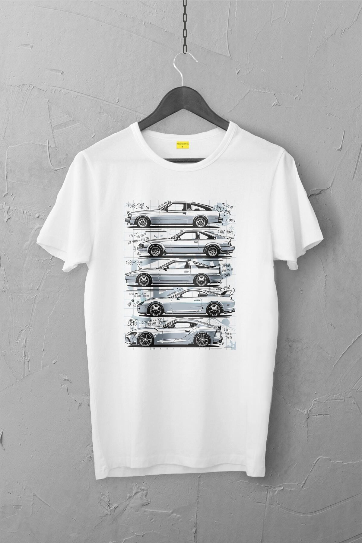 Pisa Art Toyota Supra Design Tshirt , Unisex Premium, Çatlama Solma Yapmaz / Otomobil