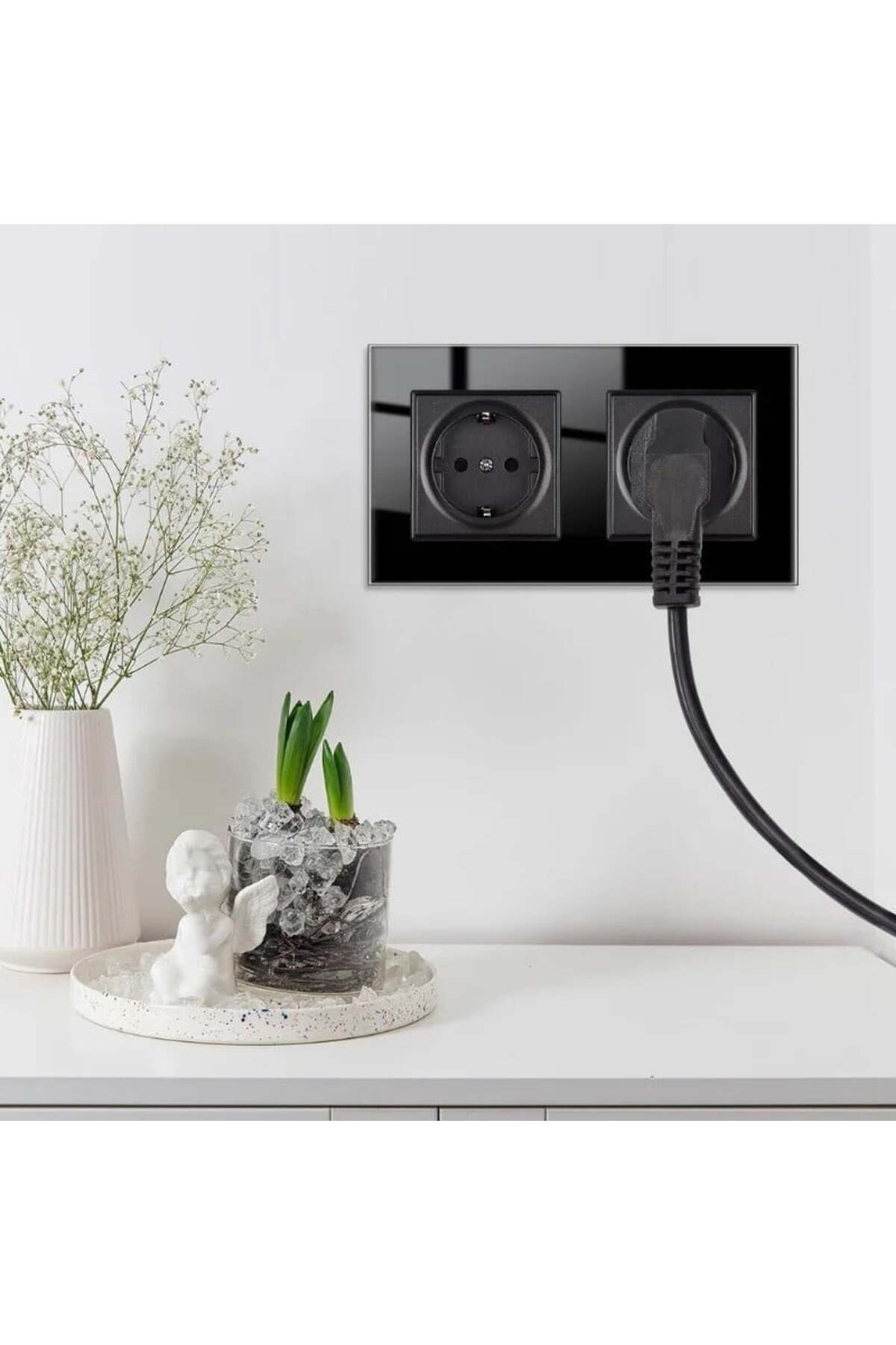 iUni-Double Socket With Tempered Glass Frame Ws2, 16a, Black 5