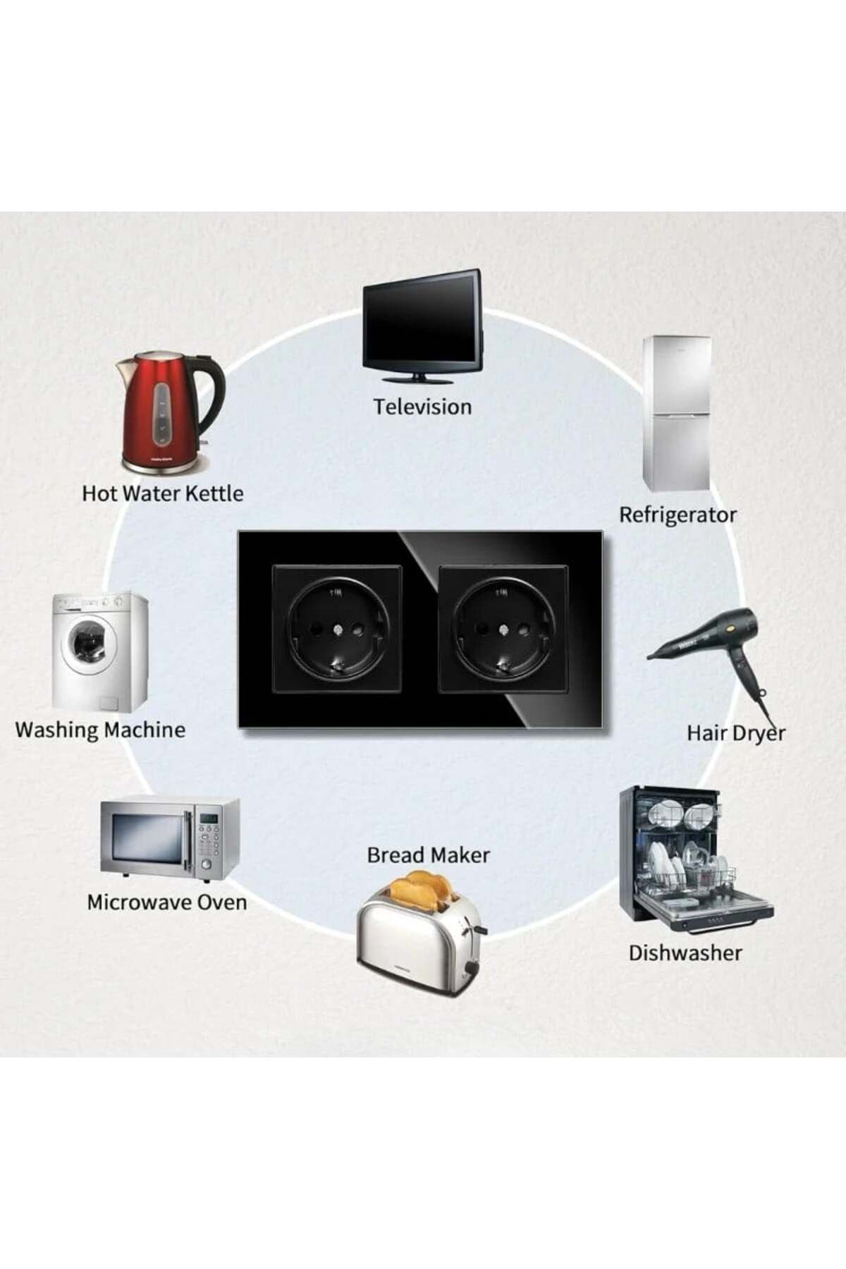 iUni-Double Socket With Tempered Glass Frame Ws2, 16a, Black 7