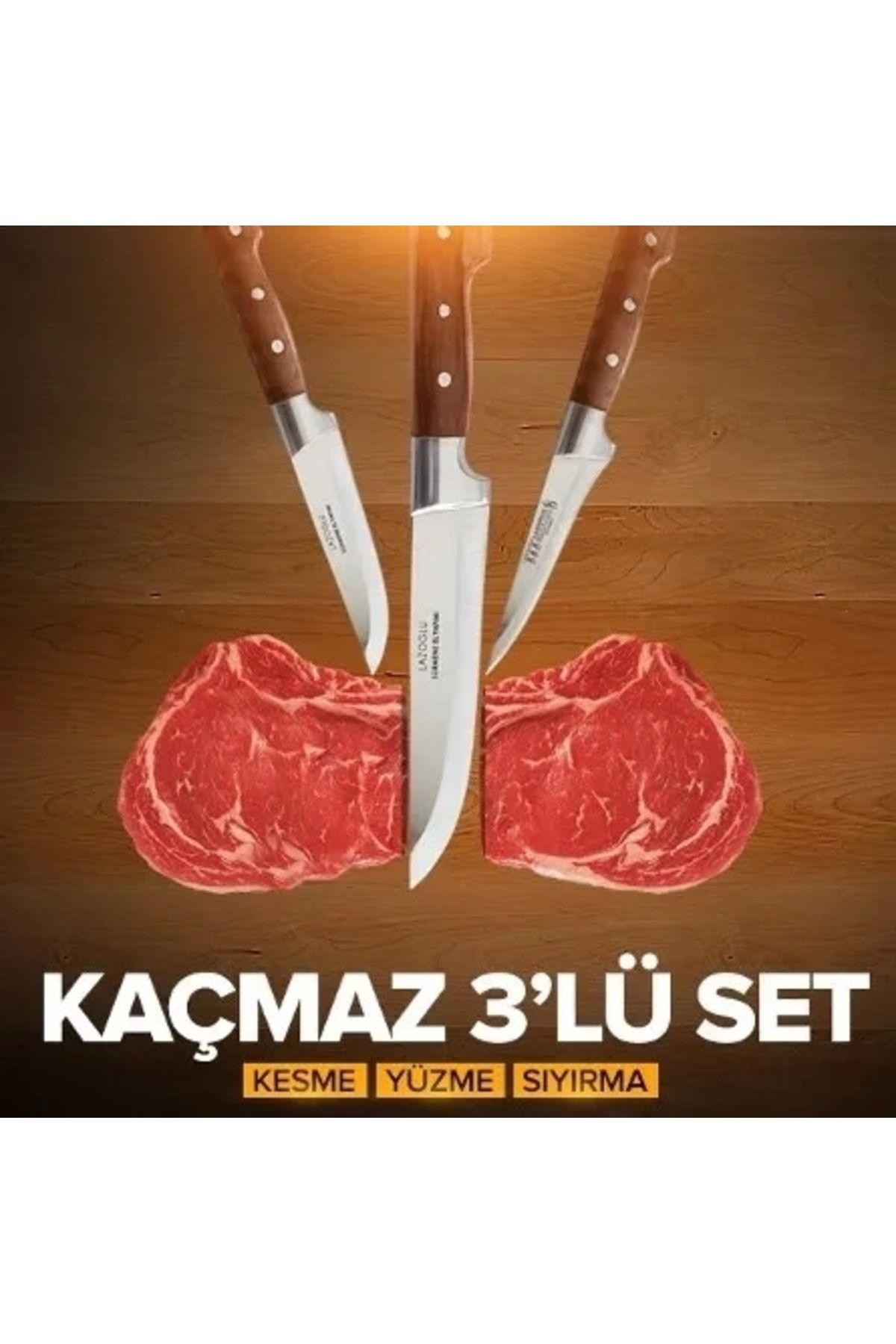 STOREMAX El Yapımı Sürmene Kasap Ve Kurban Seti 3 Parça