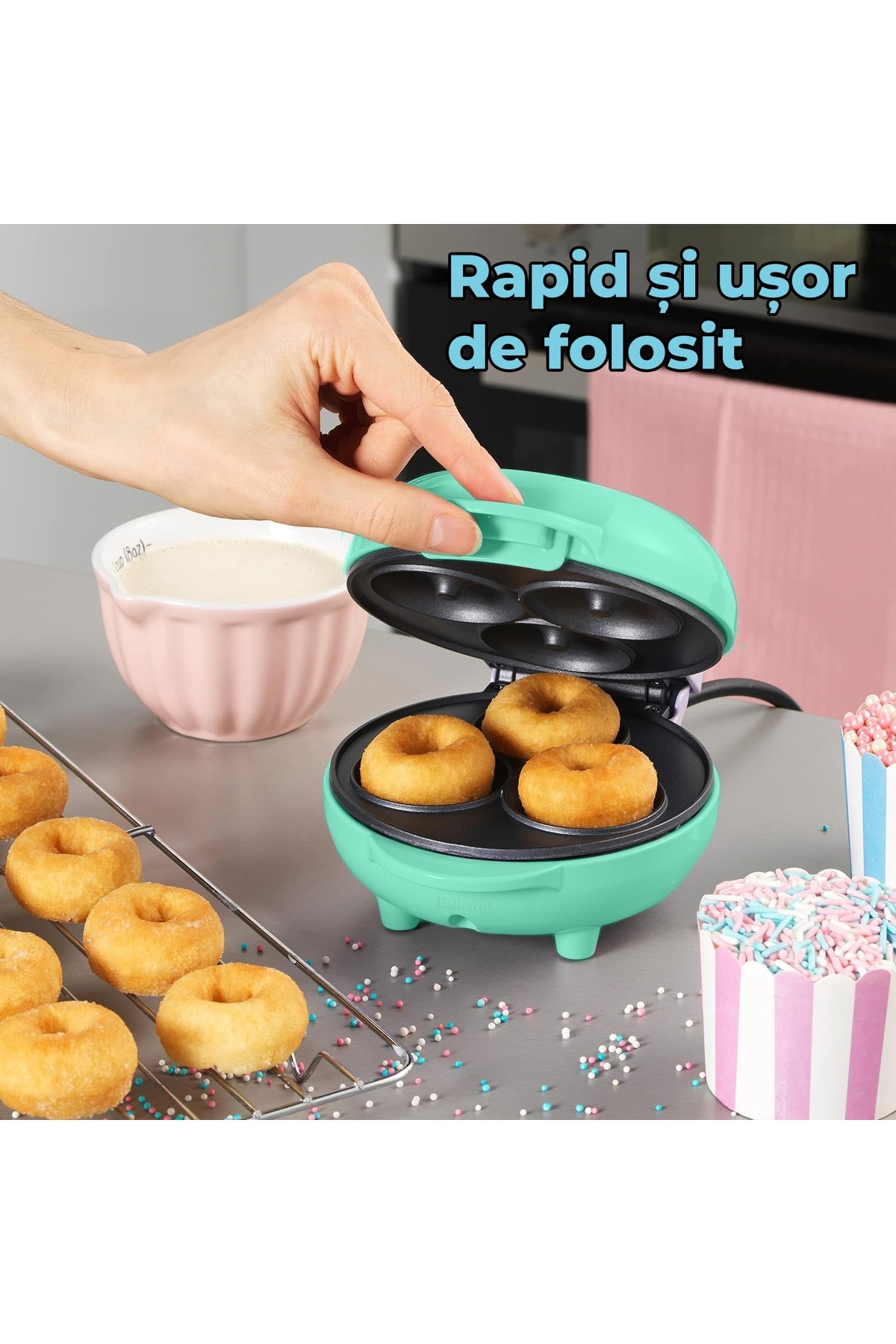 Bukate-Mini Donut Maker, Bukate®, Non-Stick Plates 4