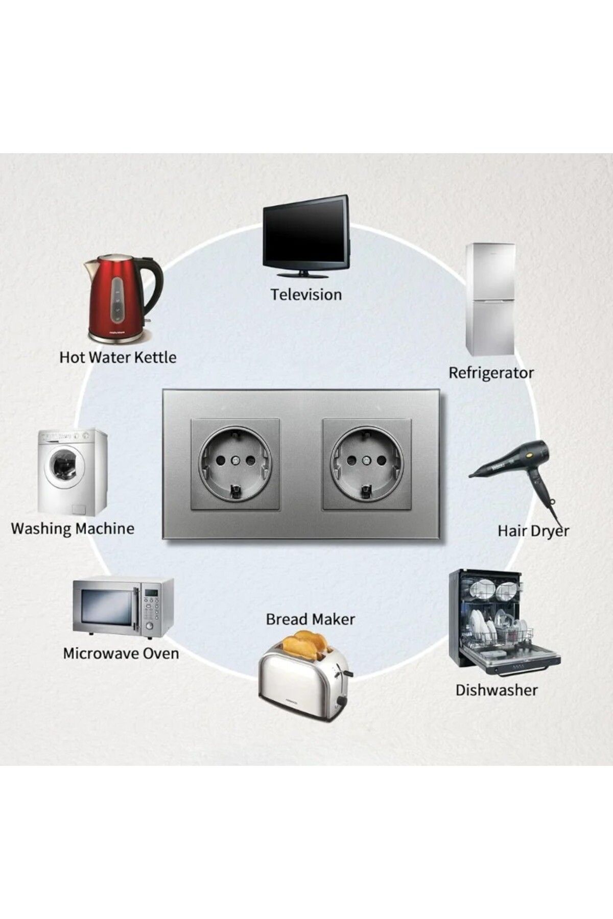 iUni-Double Socket With Tempered Glass Frame Ws2, 16a, Silver 6