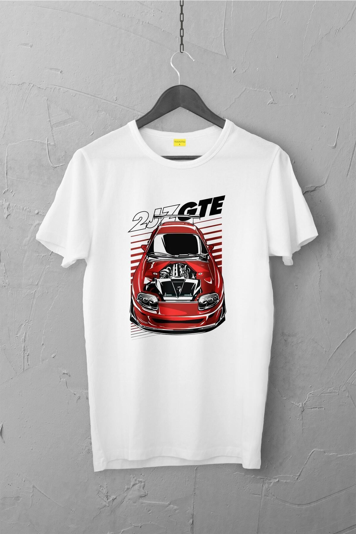 Pisa Art Toyota Supra Design Tshirt , Unisex Premium, Çatlama Solma Yapmaz / Otomobil