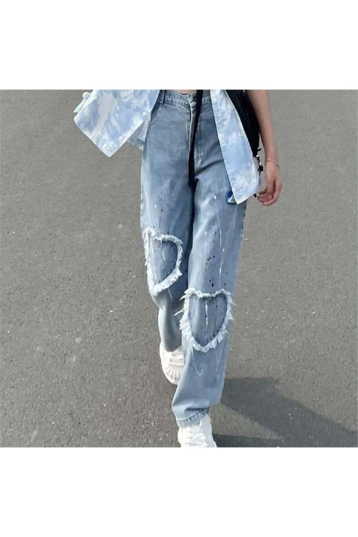 BALİNA Mavi Jean Heart Vintage Baggy Kot Pantolon THE SOLO