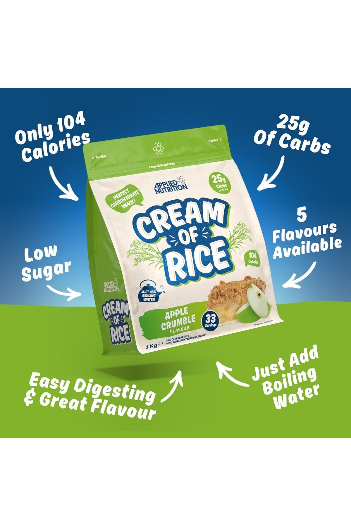 applied nutrition-Cream Of Rice, Apple Crumble, 1 Kg | High Carbohydrate | Source Of Energy For Breakfast & Snacks 3