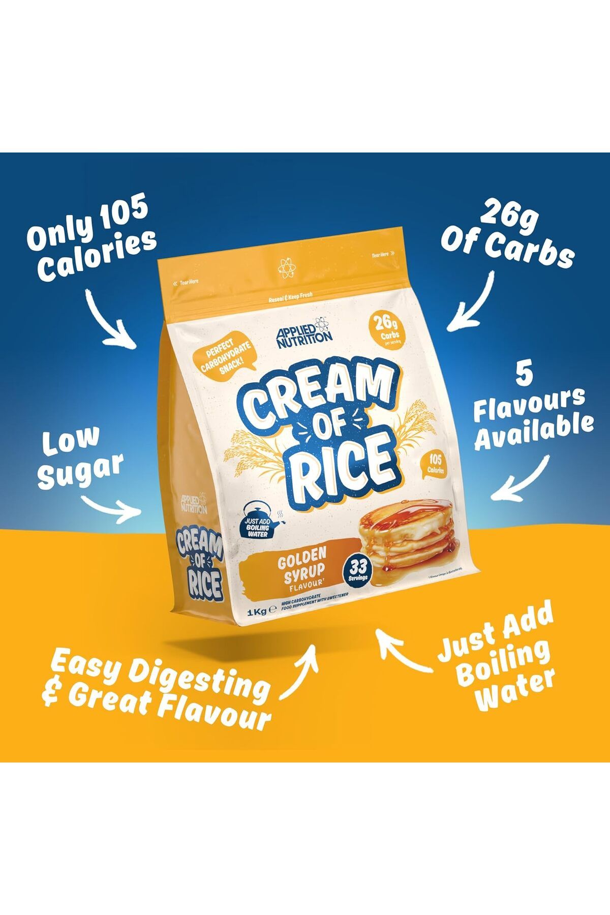 applied nutrition-Cream Of Rice, Golden Syrup, 1 Kg | High Carbohydrate | Source Of Energy For Breakfast & Snacks 3