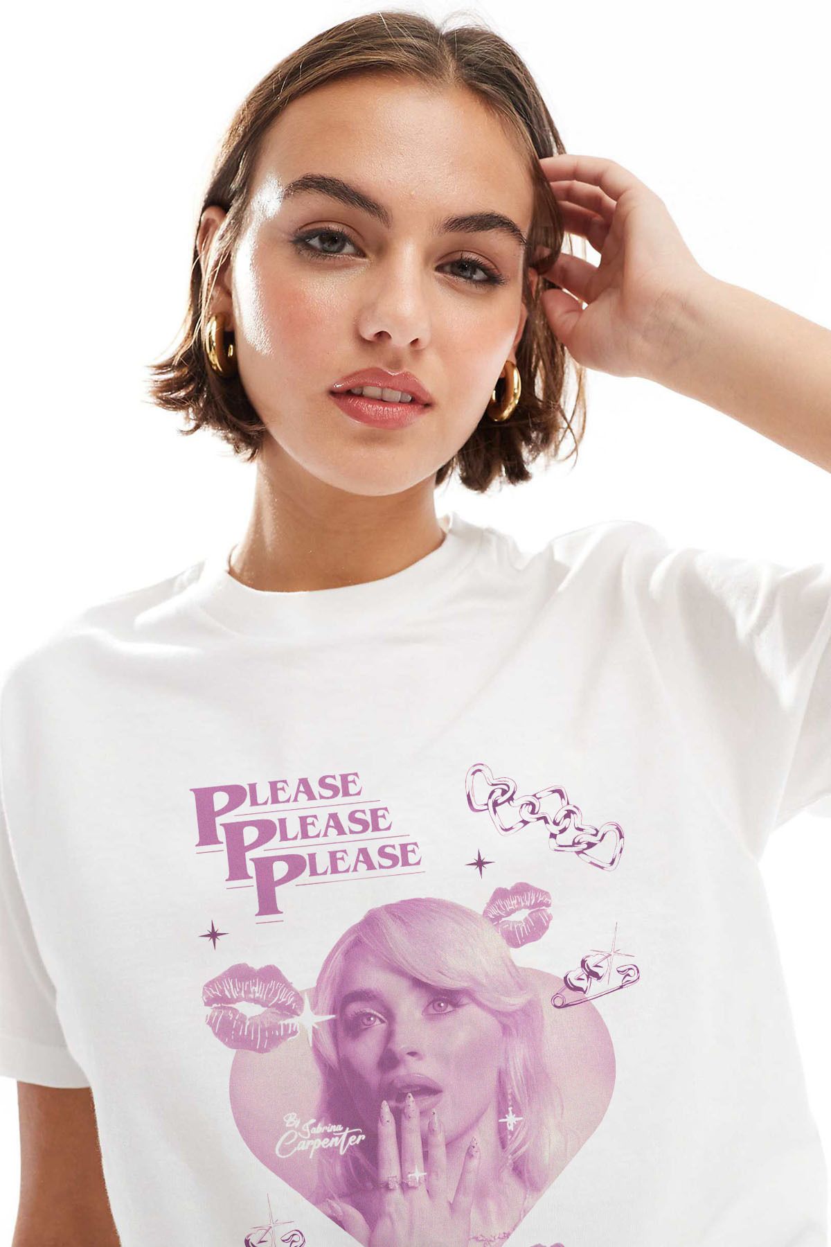 Tee&more. Unisex Regular Fit Sabrina Carpenter Please Please Please Baskılı Premium T-shirt
