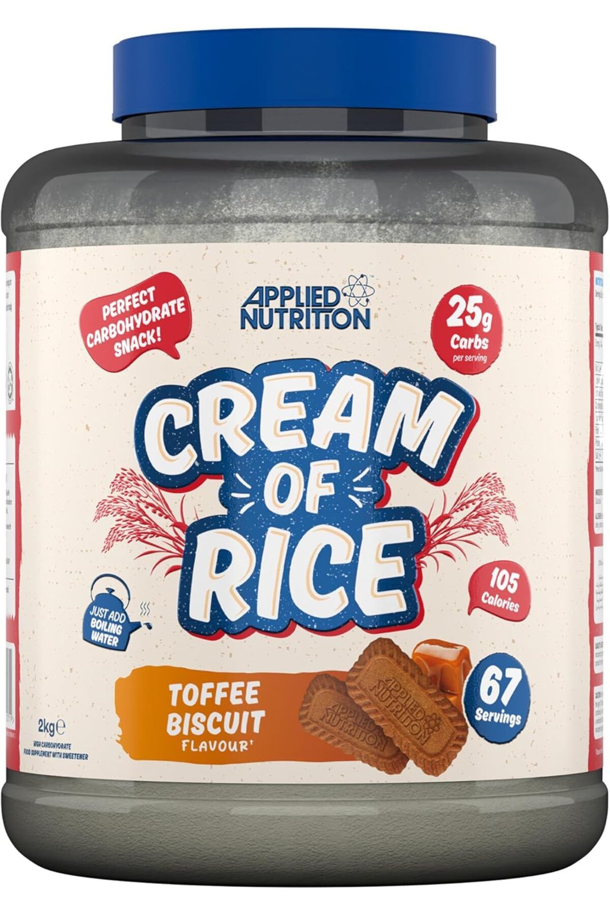 applied nutrition-Cream Of Rice, Toffee Biscuit, 2 Kg | High Carbohydrate | Source Of Energy For Breakfast & Snacks 1