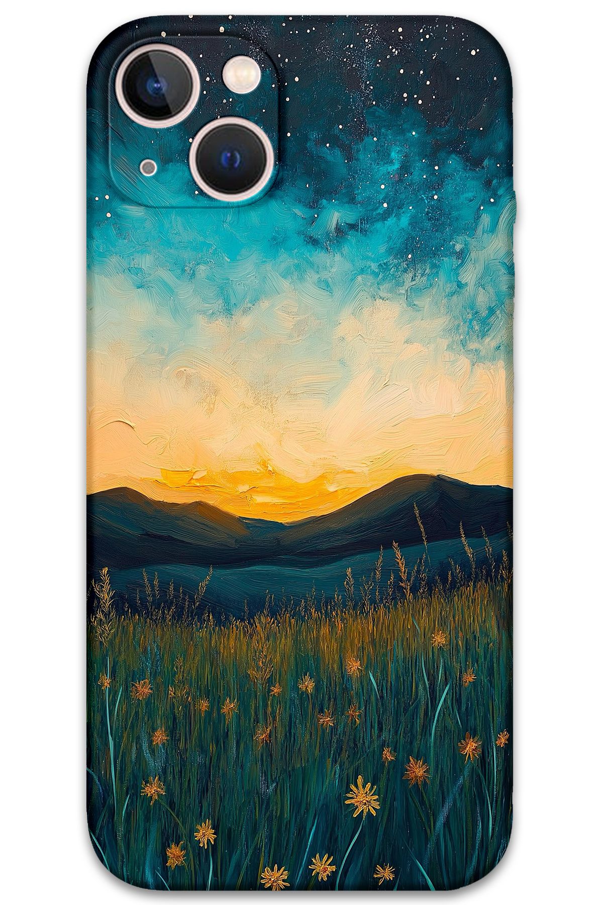 Gramaphone iPhone 14 Uyumlu Uzay Desenli Telefon Kılıfı + Ekran Koruyucu - 5871