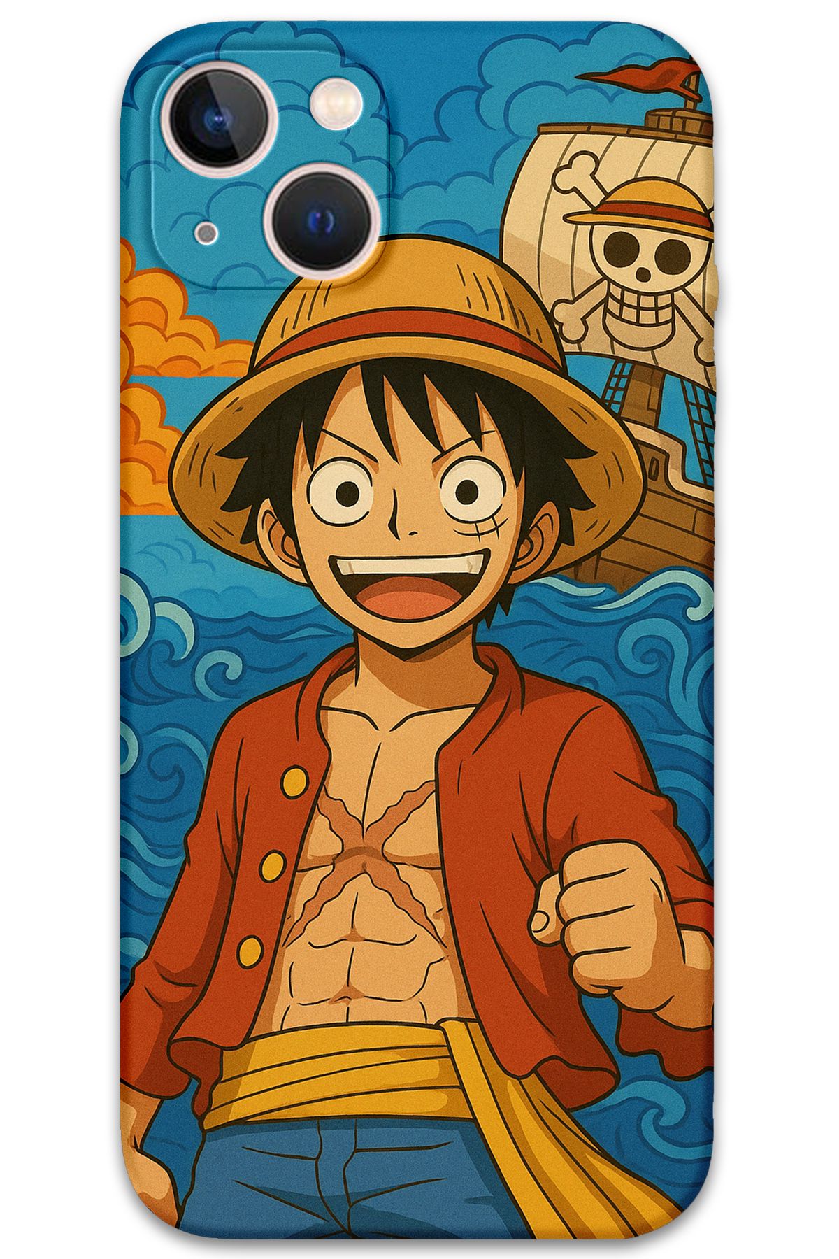 Gramaphone iPhone 15 Uyumlu Anime Desenli Telefon Kılıfı + Ekran Koruyucu - 5753