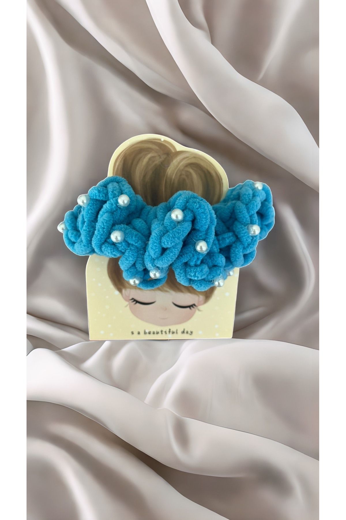 VokaAccessories İnci Yumuşak Velvet Saç Lastigi-Renki ve Şık topuz aksesuar