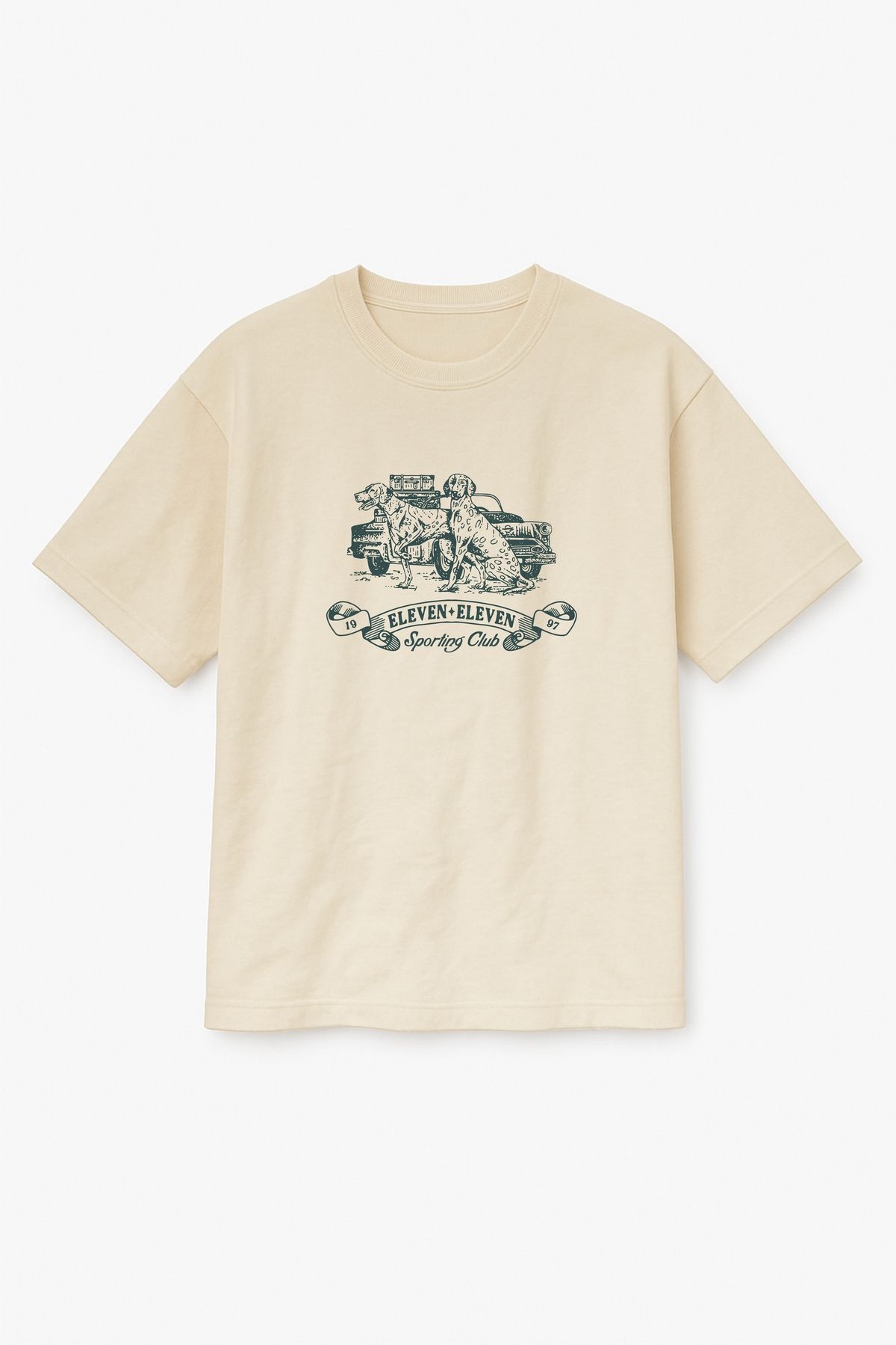 Altair Tr Bej Renk Oversize Eleven Sporting Club Baskılı Unisex Tişört T-Shirt