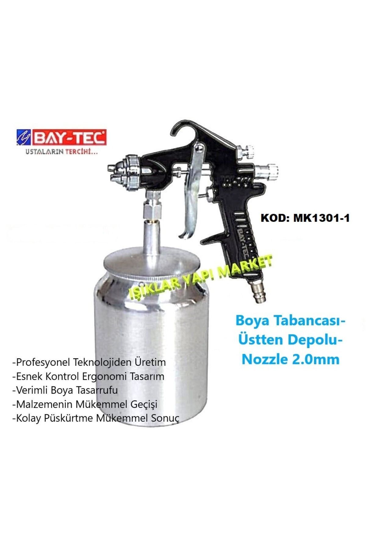 Baytec Bay-Tec Boya Tabancası-Alttan Depolu-Nozzle 2.0mm-MK1301-1