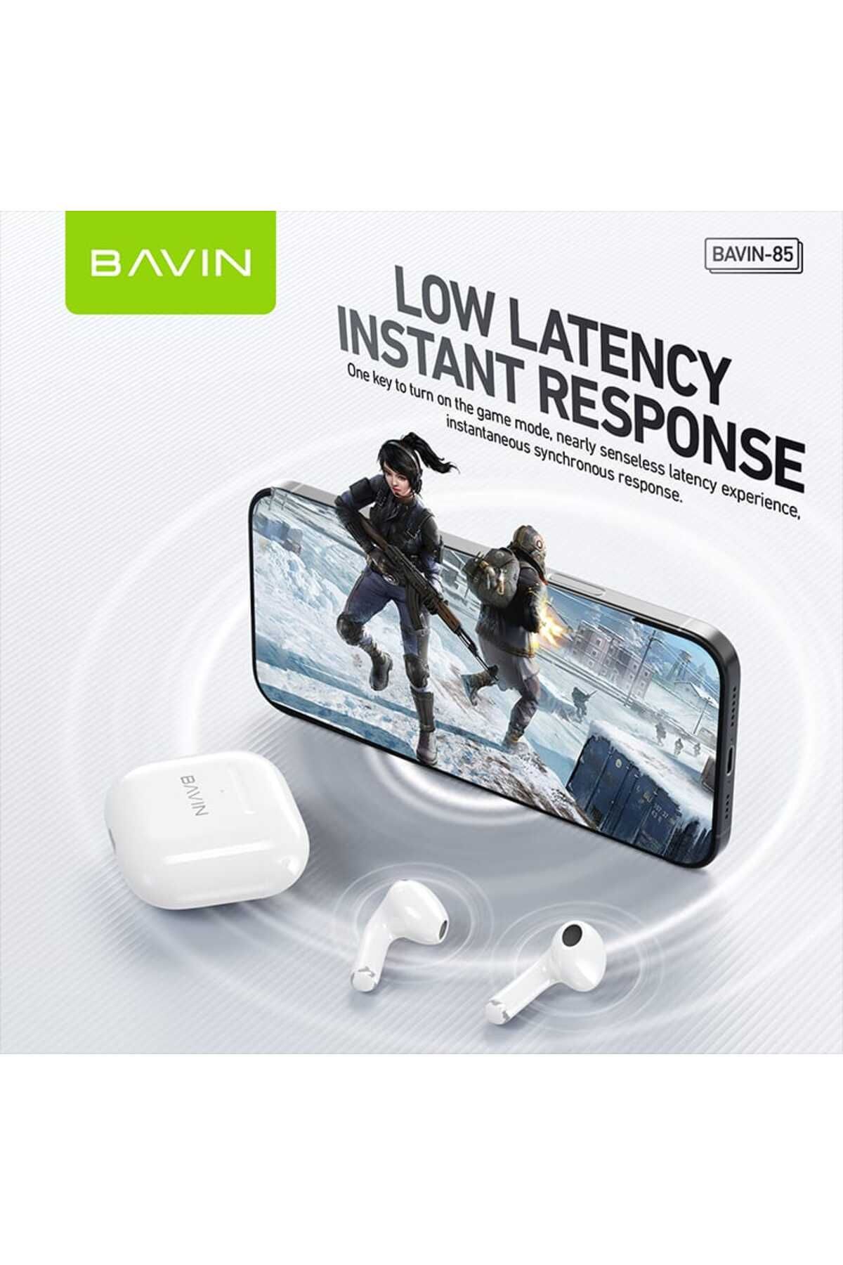 Bavin-BA-85 TWS Hi-Fi Wireless Earphones with Mini Design, Low Latency, and Smart Touch, White 6