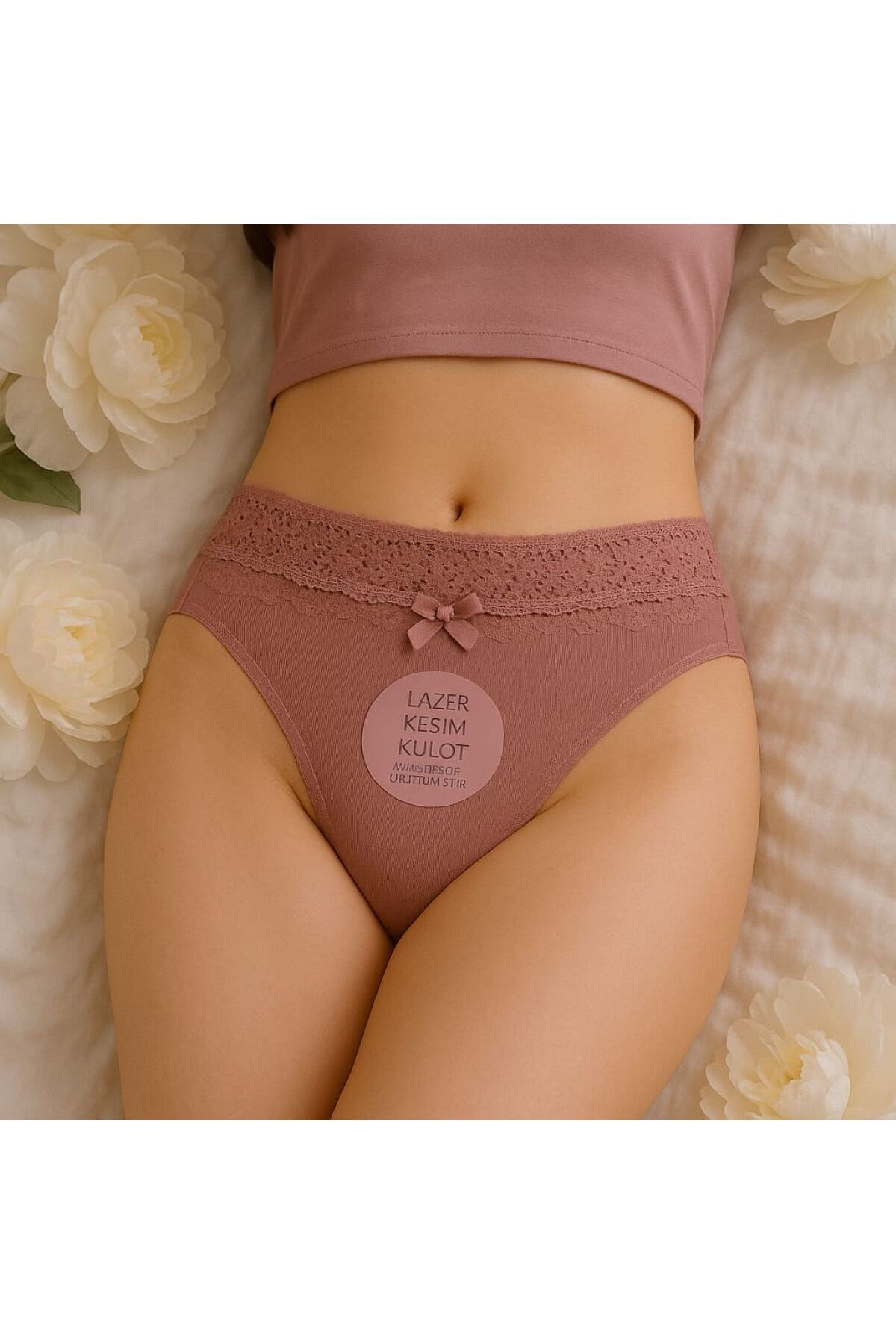 Vanilya Secret Pudra Rengi Lazer Kesim Iz Yapmaz Dantelli Kadın Slip Külot