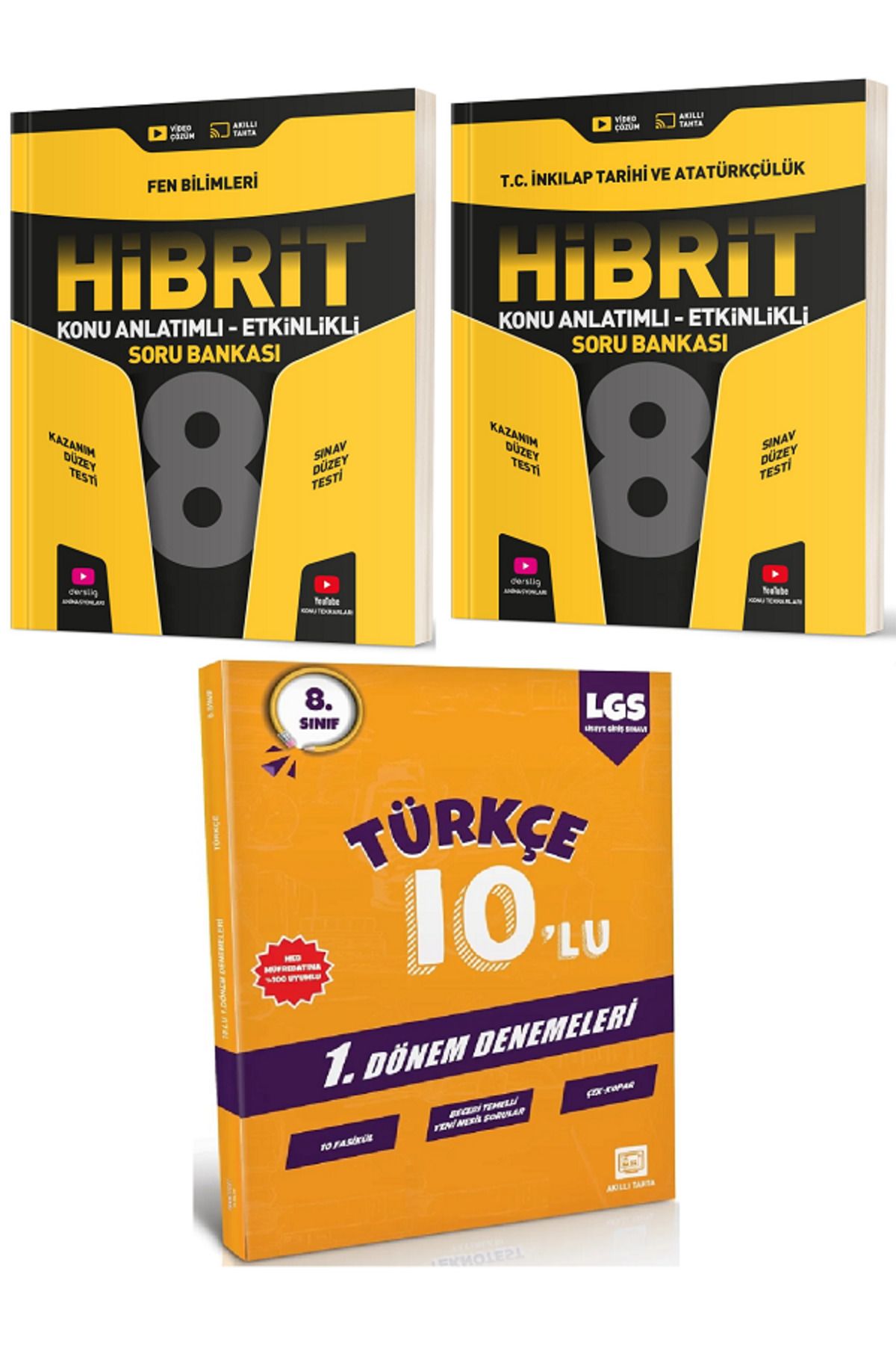 Efsane Yayınları 8.Sınıf Hız HİBRİT FEN BİLİMLE + İNKILAP Konu Etkinlikli Soru / 10'Lu Türkçe Deneme HEDİYE - 3 KİTAP