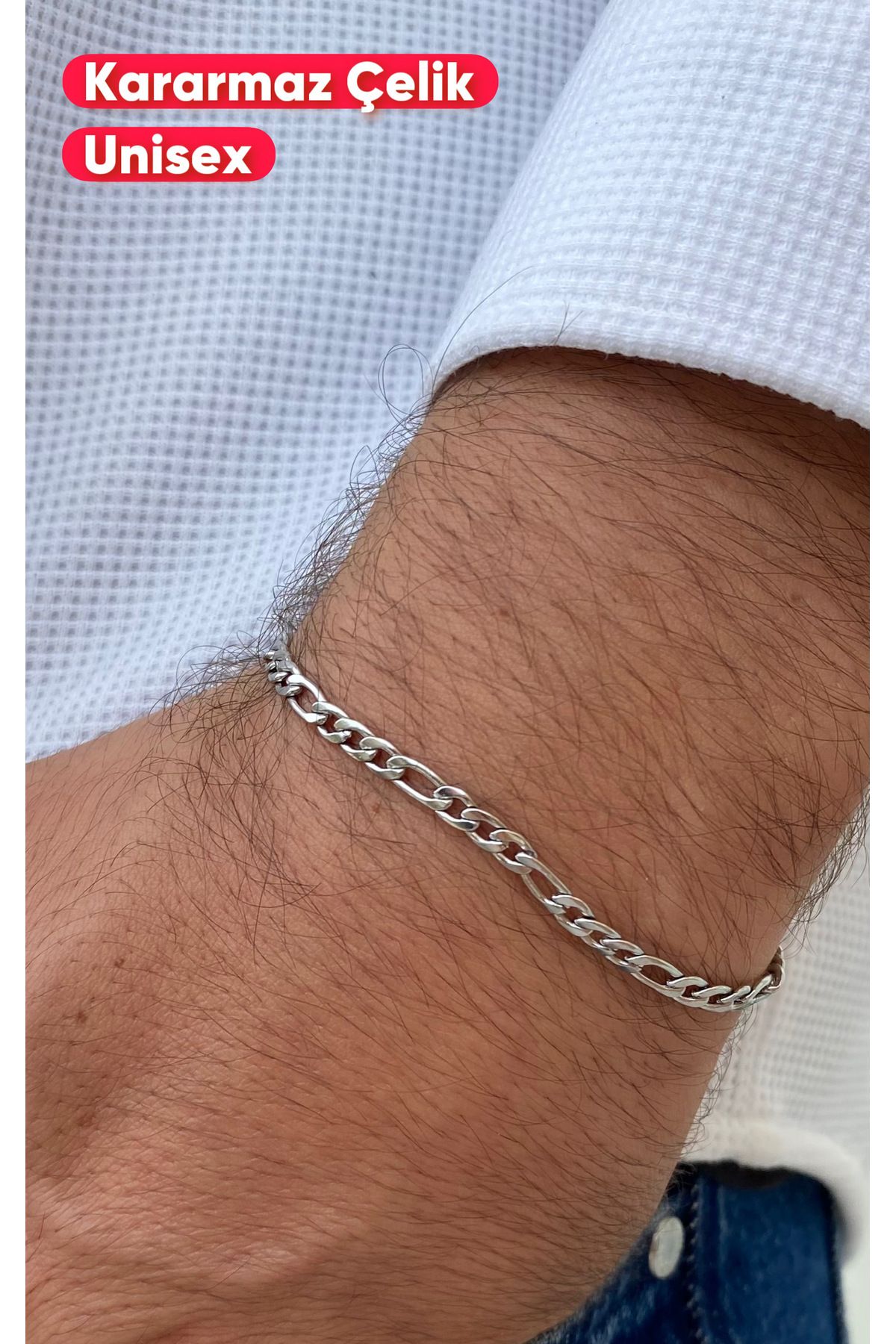 ruvelu Kararmaz Çelik Unisex Figoro Model Bileklik
