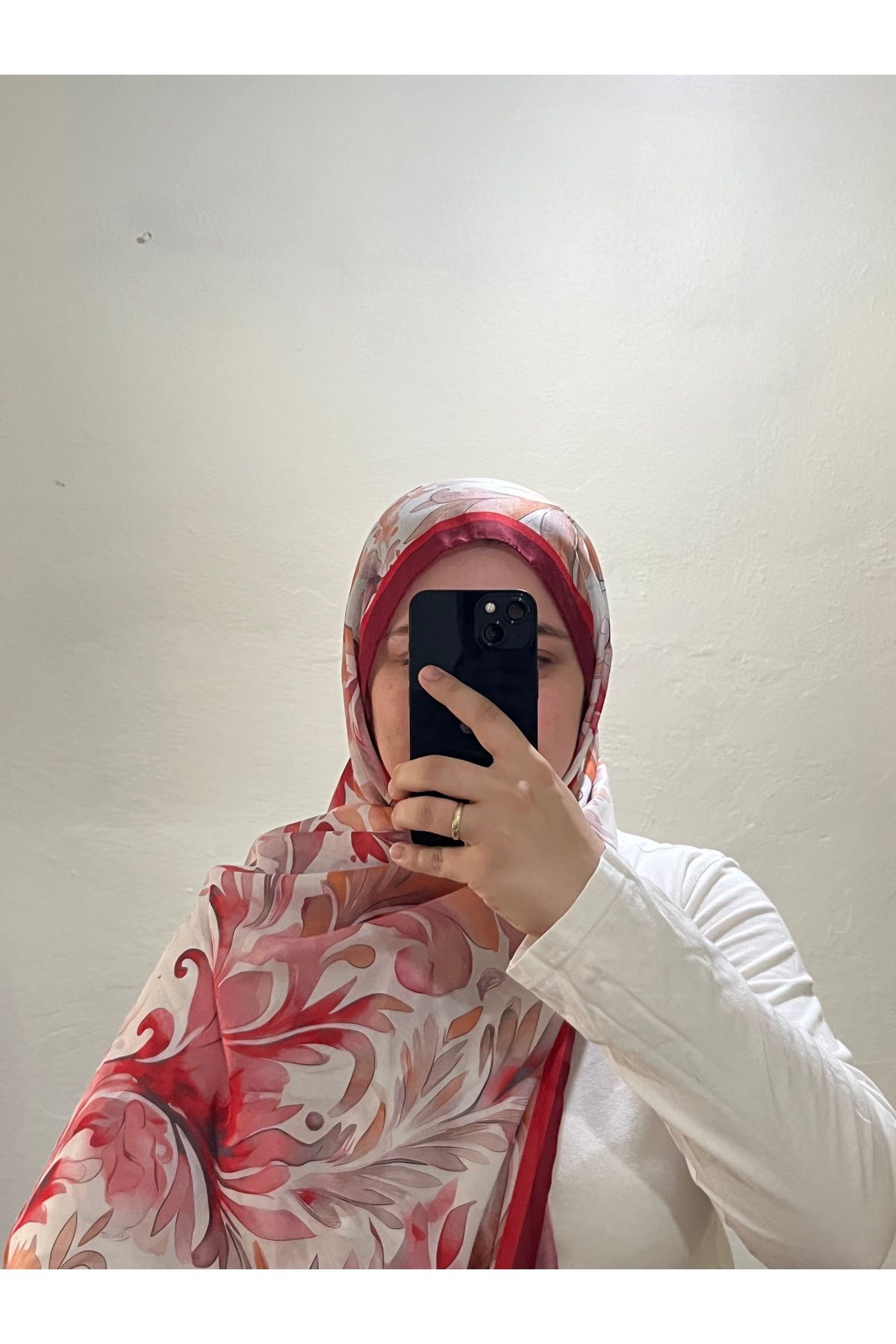 BOUTİCON Kokulu Çiçek Desenli Kırmızı Soft Pamuklu Şal 75x180