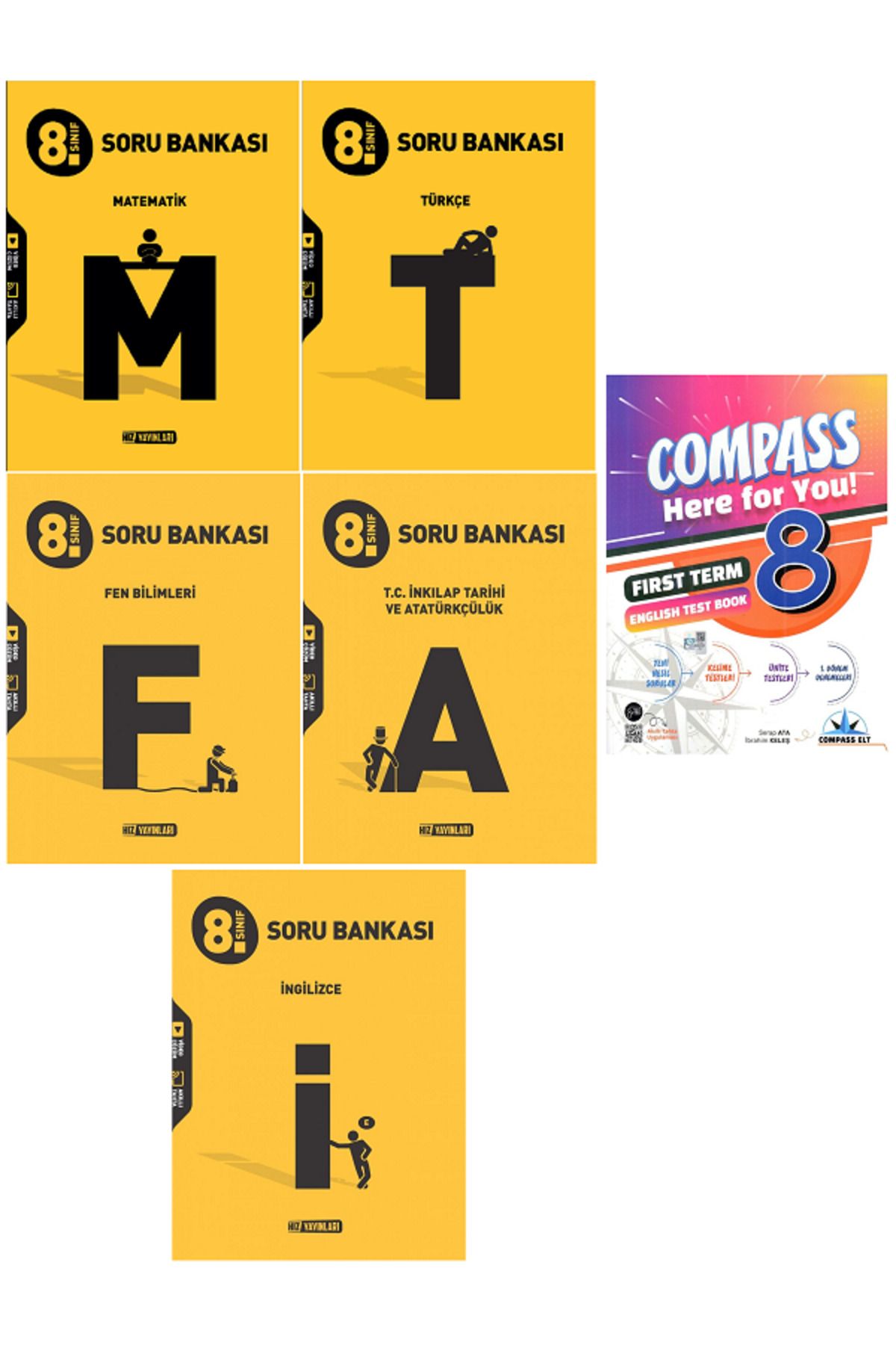 Efsane Yayınları 8.Sınıf Hız Matematik + Türkçe + Fen + İngilzice Soru Bankası / İngilizce Test Book HEDİYE - 6 KİTAP