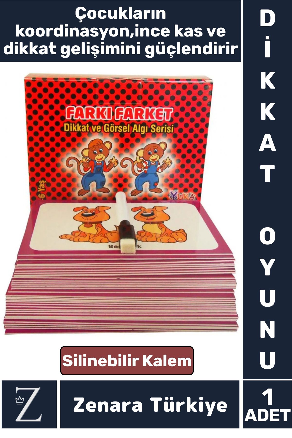 Zenara Çocuk Eğitici El Göz Koordinasyon Görsel Algı Kavram Geliştiren Dikkat Oyunu Eğlenceli FARKI FARKET