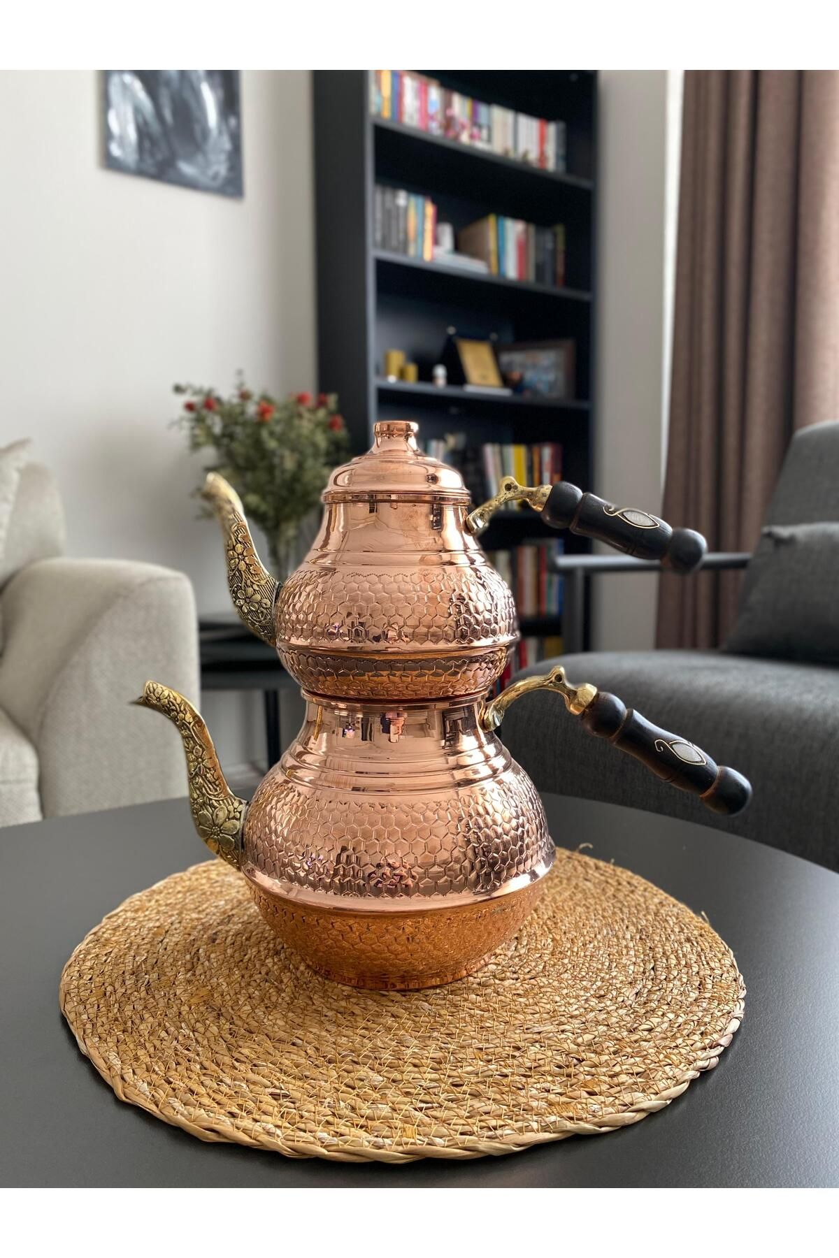 Layla Copper Bakır Petek Desenli Çaydanlık