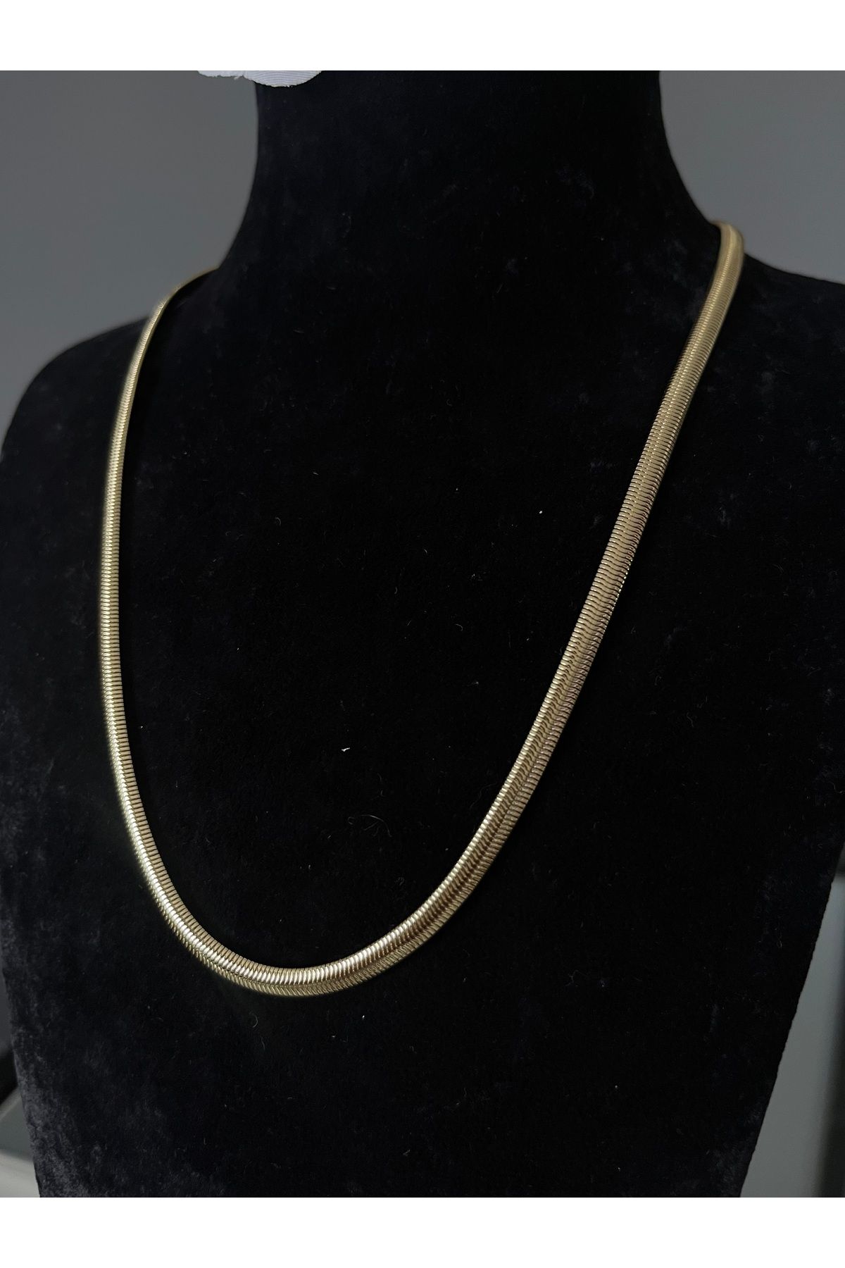 FASHİON JEWELRY Çelik İtalyan Ezme Zincir Kolye 14 K Renk 45 Cm