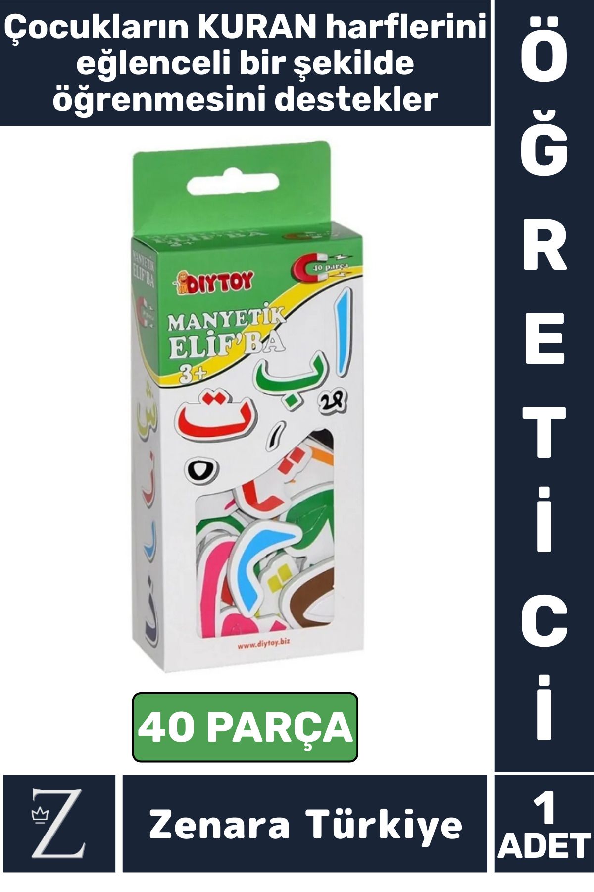 Zenara Çocuk Görsel Algı Dil Becerisi KURAN Harfleri Öğrenimi Gelişimi Eğitici Eğlenceli MANYETİK ELİF BA