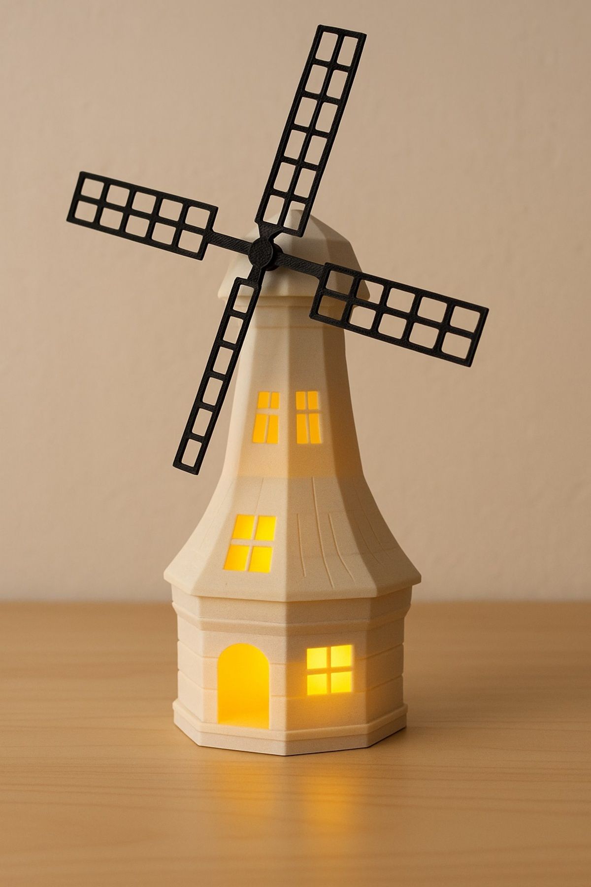Srd3dMaker Dekoratif Işıklı Yel Değirmeni Lamba - LED Mumlu Gece Lambası