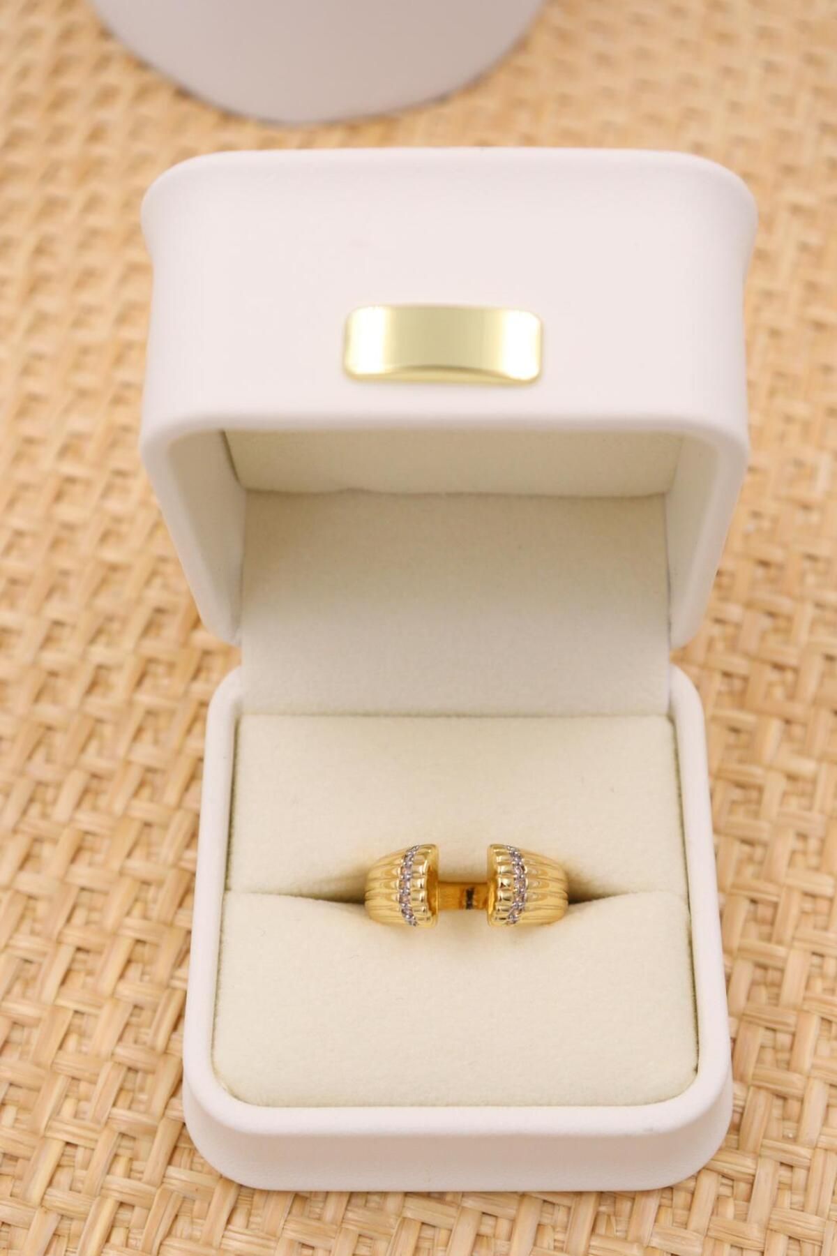 mercanjewelry 14K Kaplama Zirkon Taşlı Modern Yüzük
