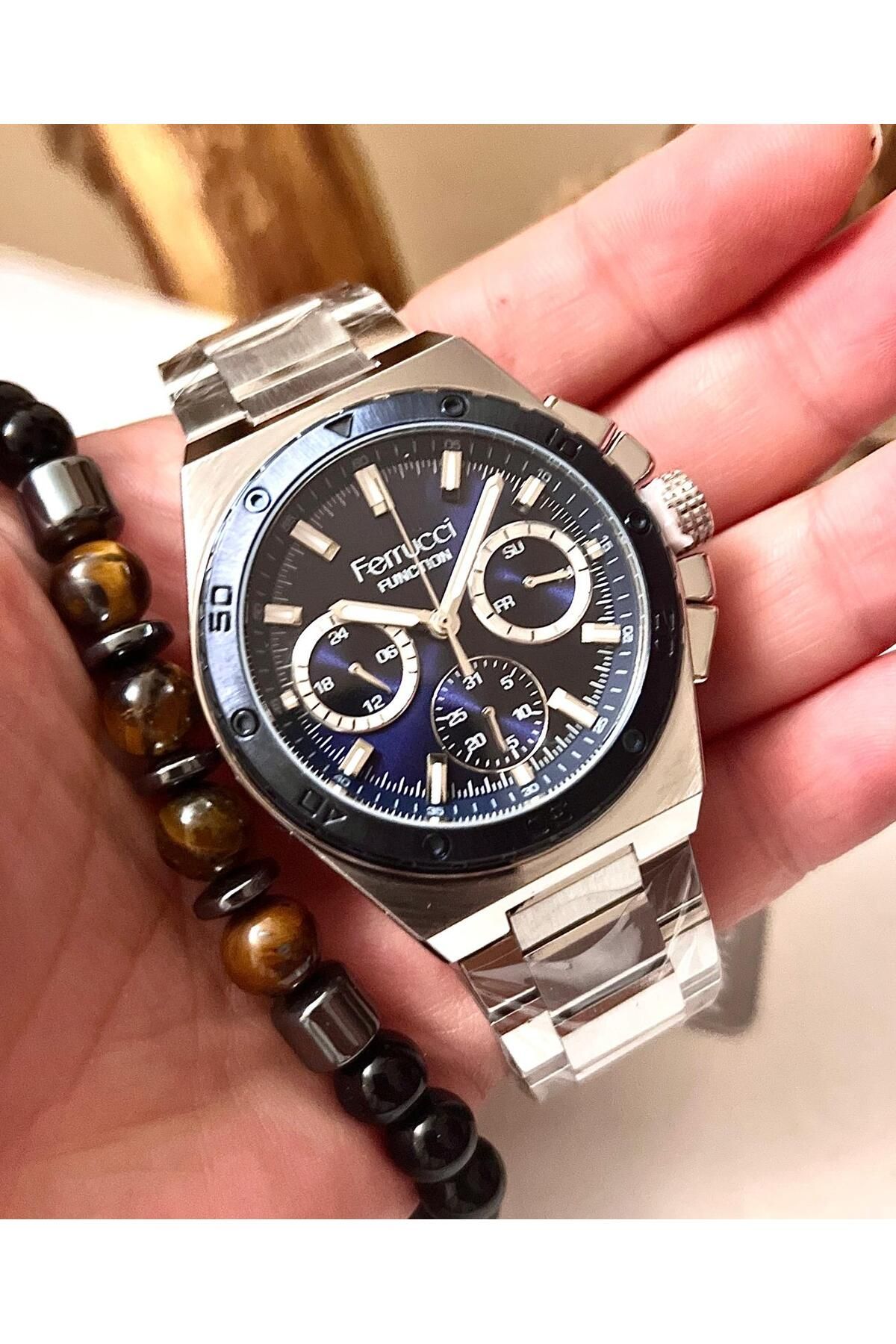 Ferrucci Full Fonksiyonlu Yeni Sezon Çelik Erkek Kol Saati+Bileklik Hediyeli