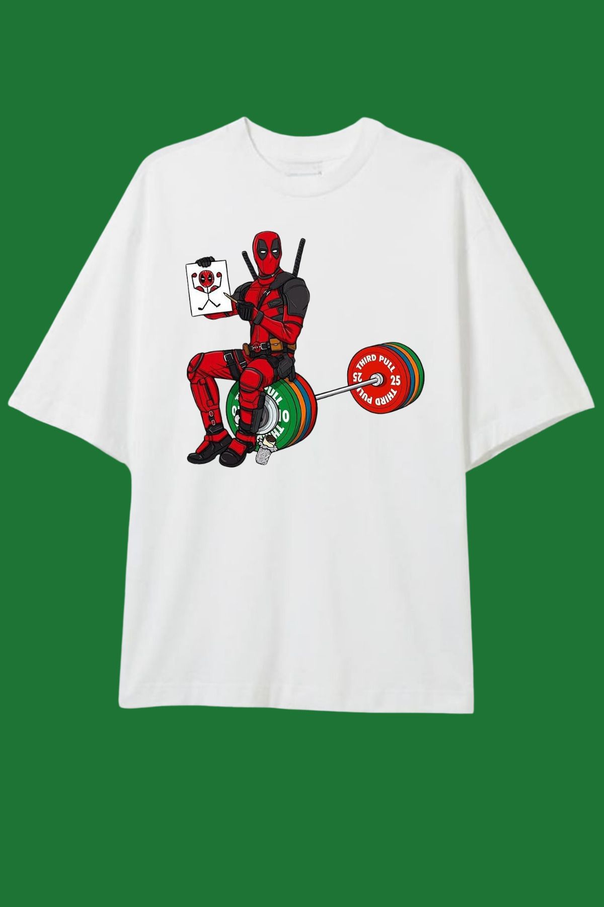 Dupe Design Deadpool Gym Baskılı Oversize T-shirt