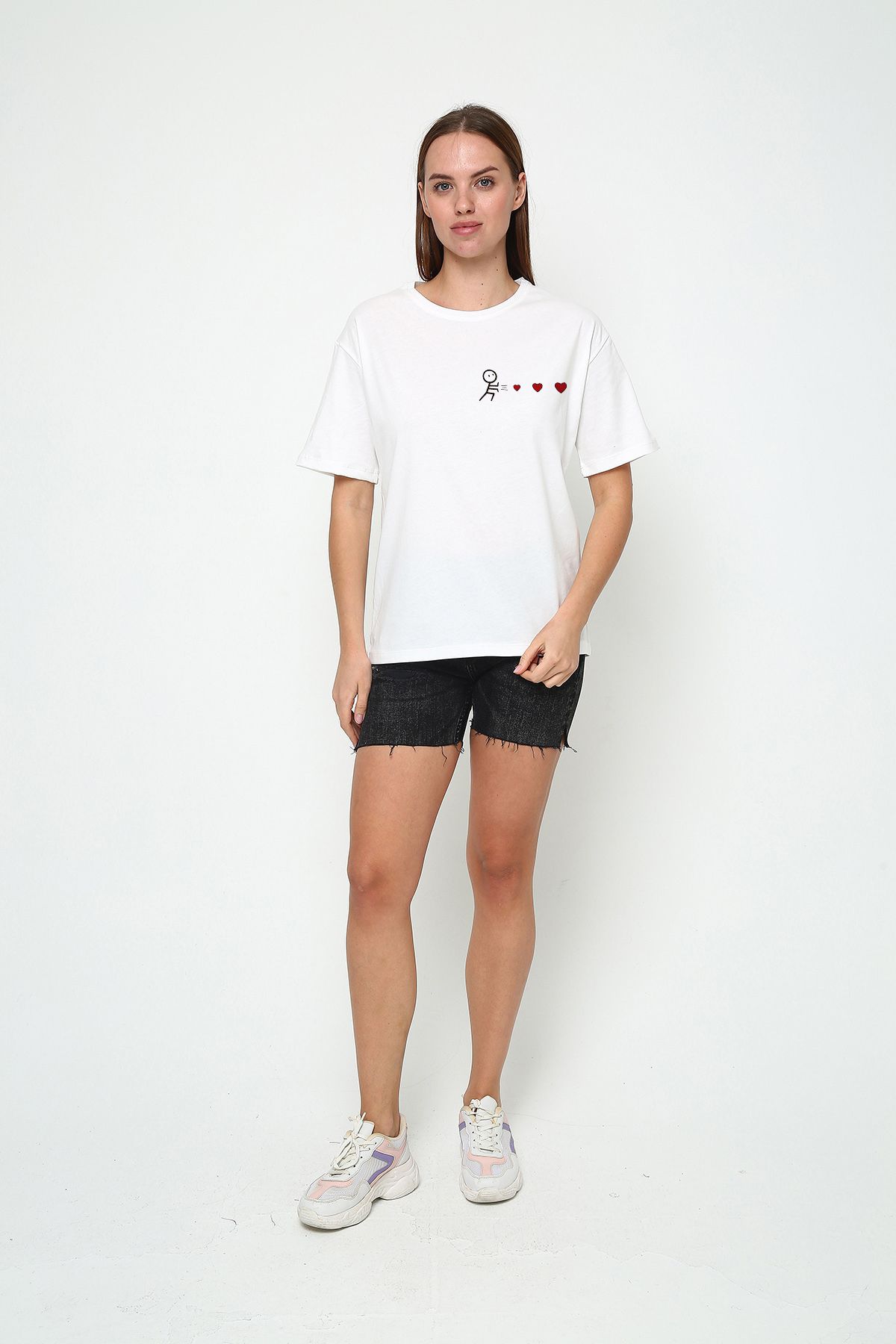 vikitekno oversize minik kalpler baskılı tasarım t-shirt