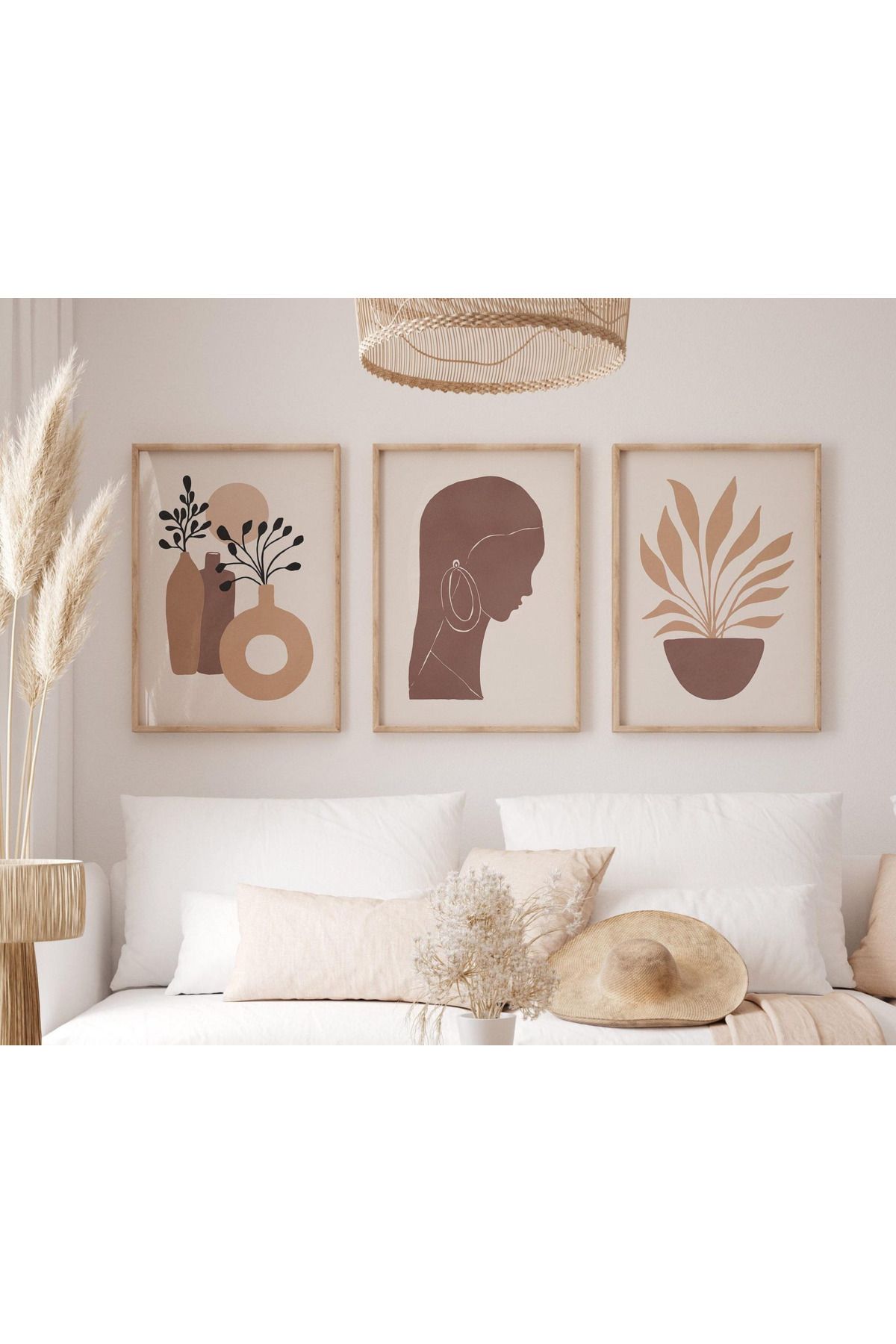 Tuba Decor 3 Parça Ahşap Çerçeve Görünümlü Mdf Poster Tablo Seti