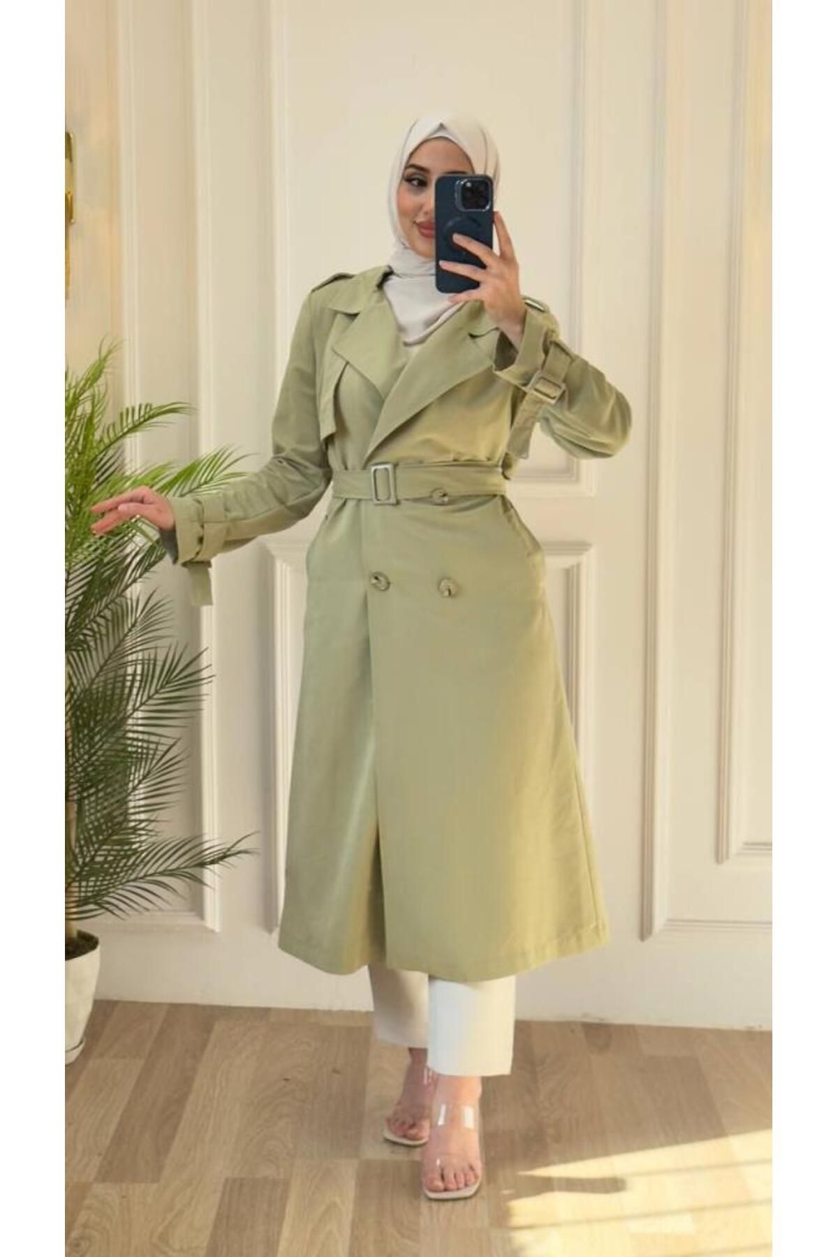 Tebrikler tekstil kadın şık ve rahat trençkot model G2881