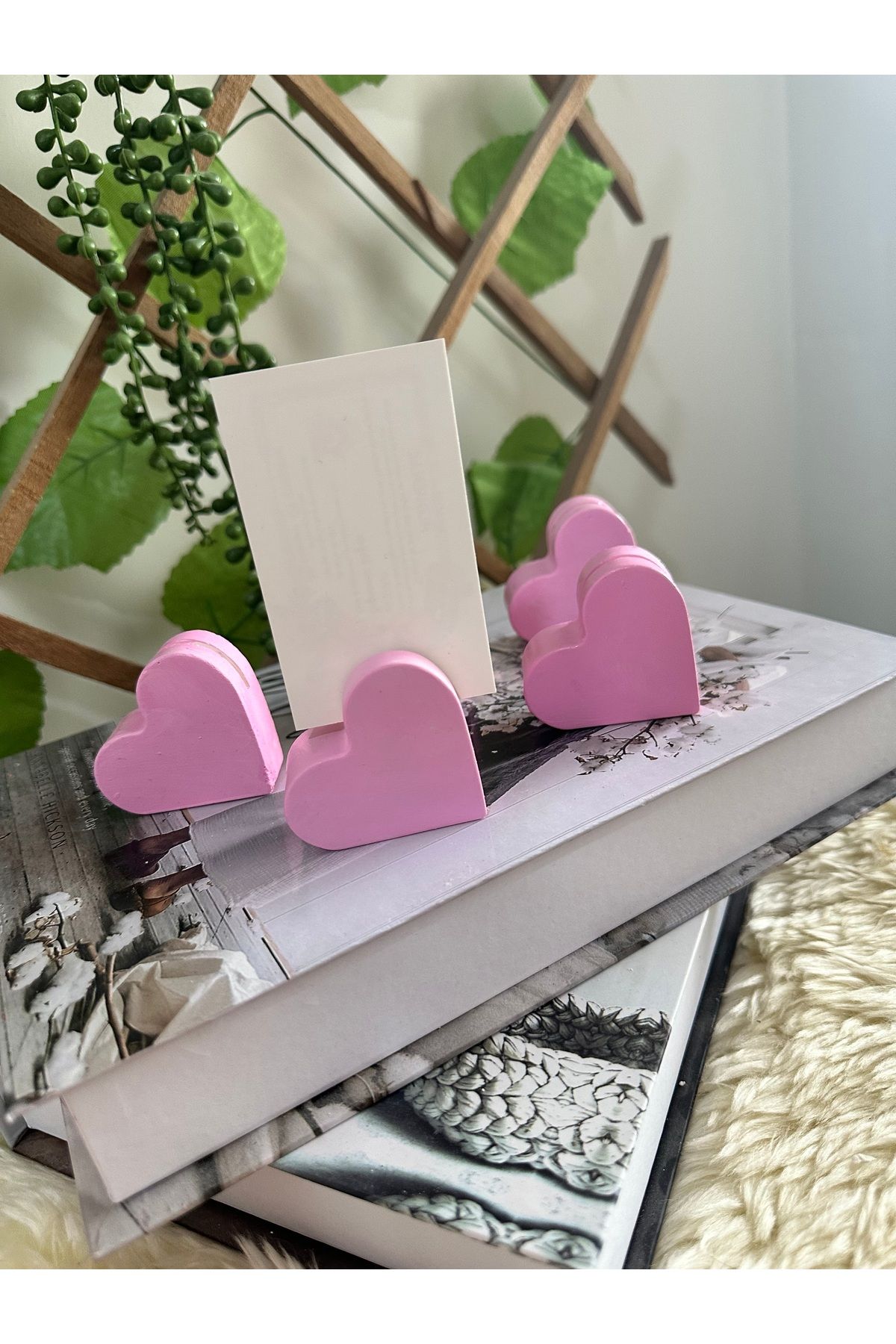 evdeki atölyem Tekli Pembe kalp notluk ,not tutucu /el yapımı