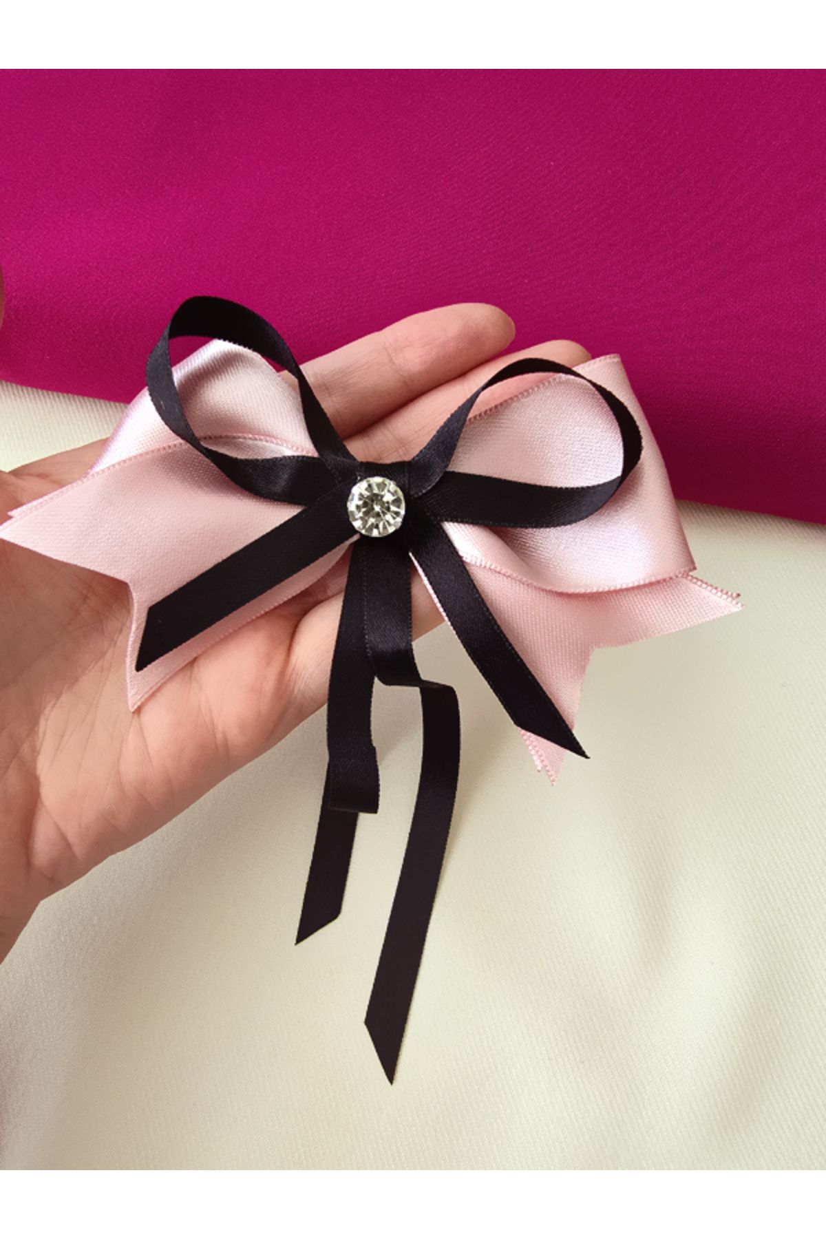 Riccoco Accessory Siyah Pudra Kurdele Toka Fiyonk Toka Taş Detay Pens Toka