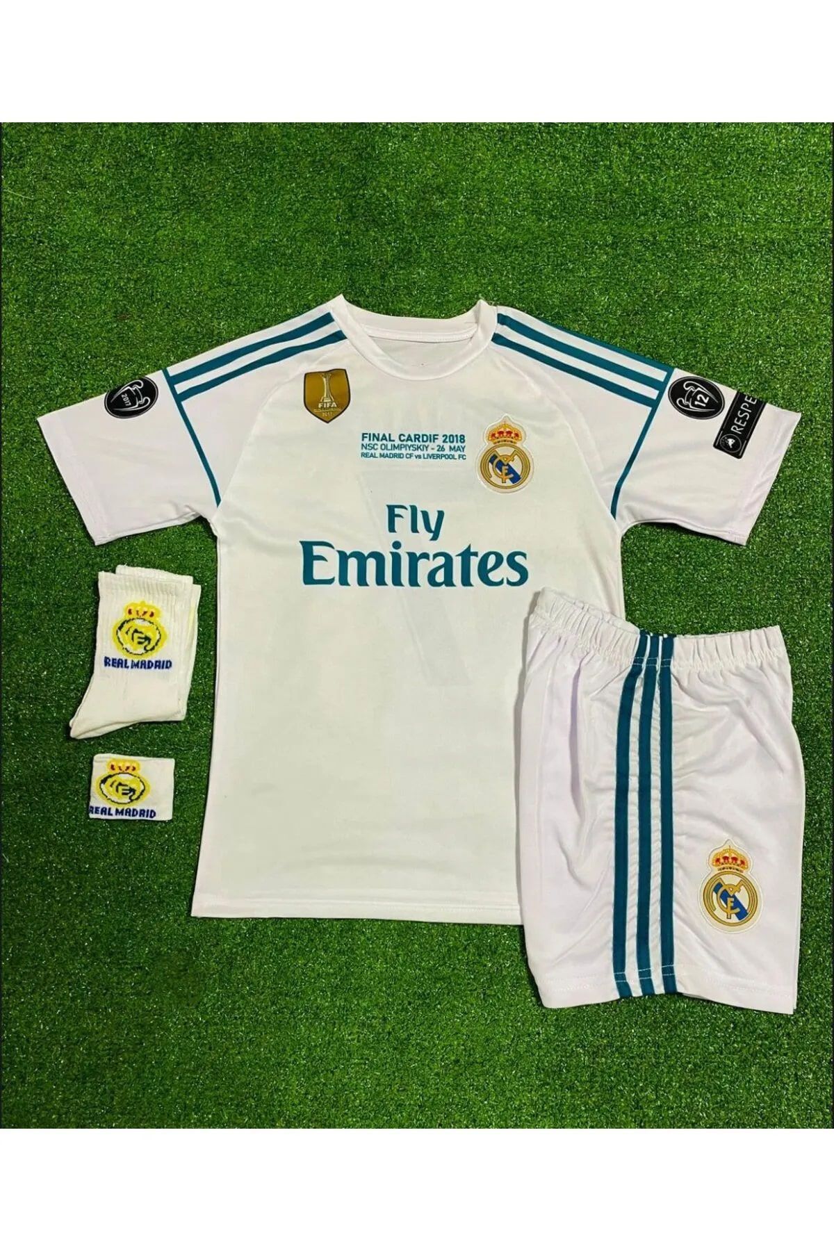 yenteks Real.Madid.Ronaldo 2018 Beyaz Şampiyonlar Ligi Çocuk Forması 4 parça