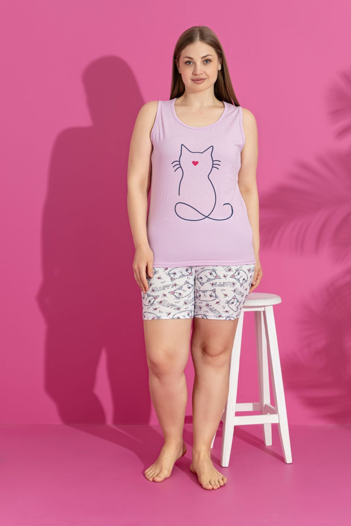 Miss Lale Pijama Şortlu Pijama Takımı, Büyük Beden