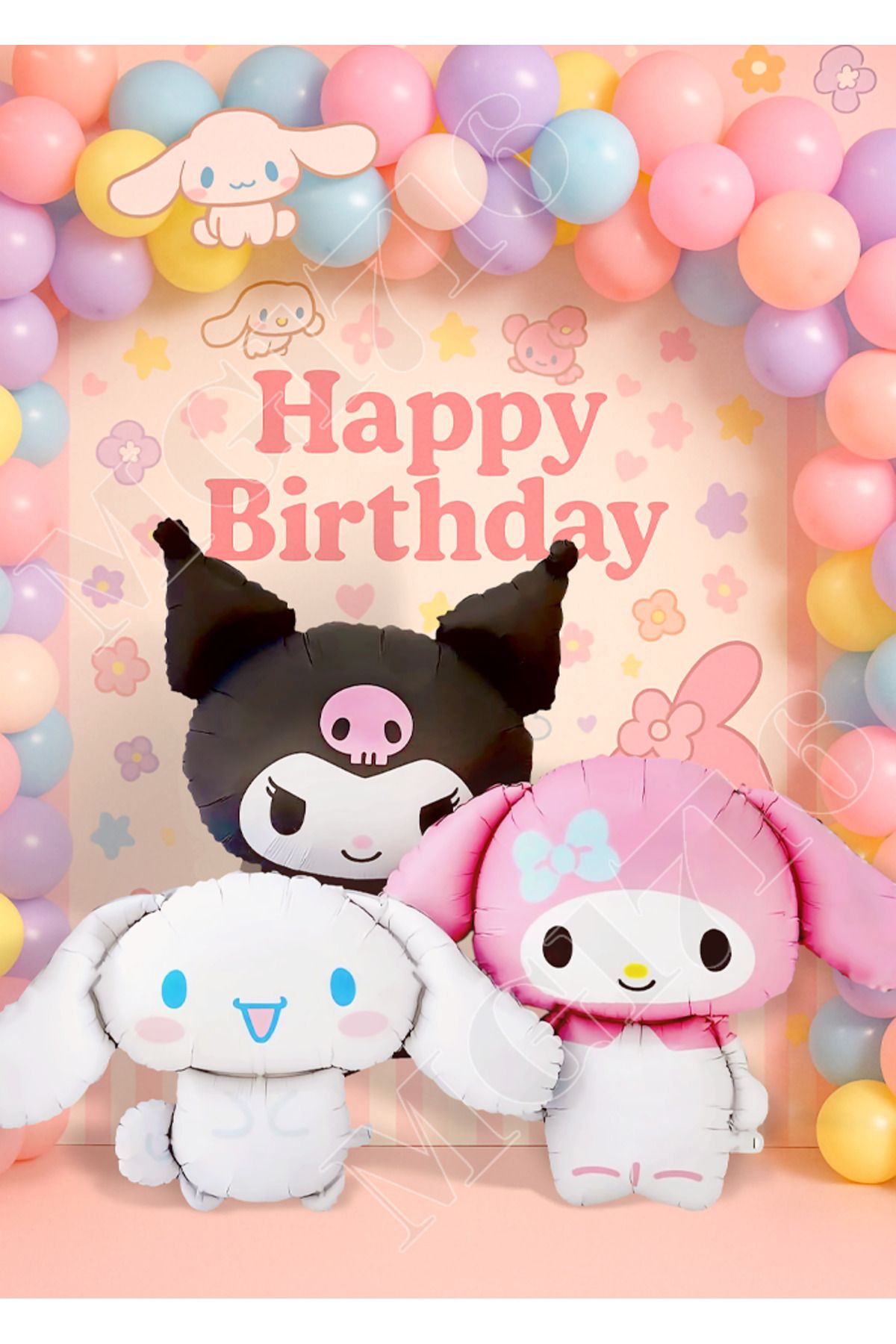 Lilibin Sanrio My Melody Korumi Cinnamoroll Karekterlar 3'lü set Balon