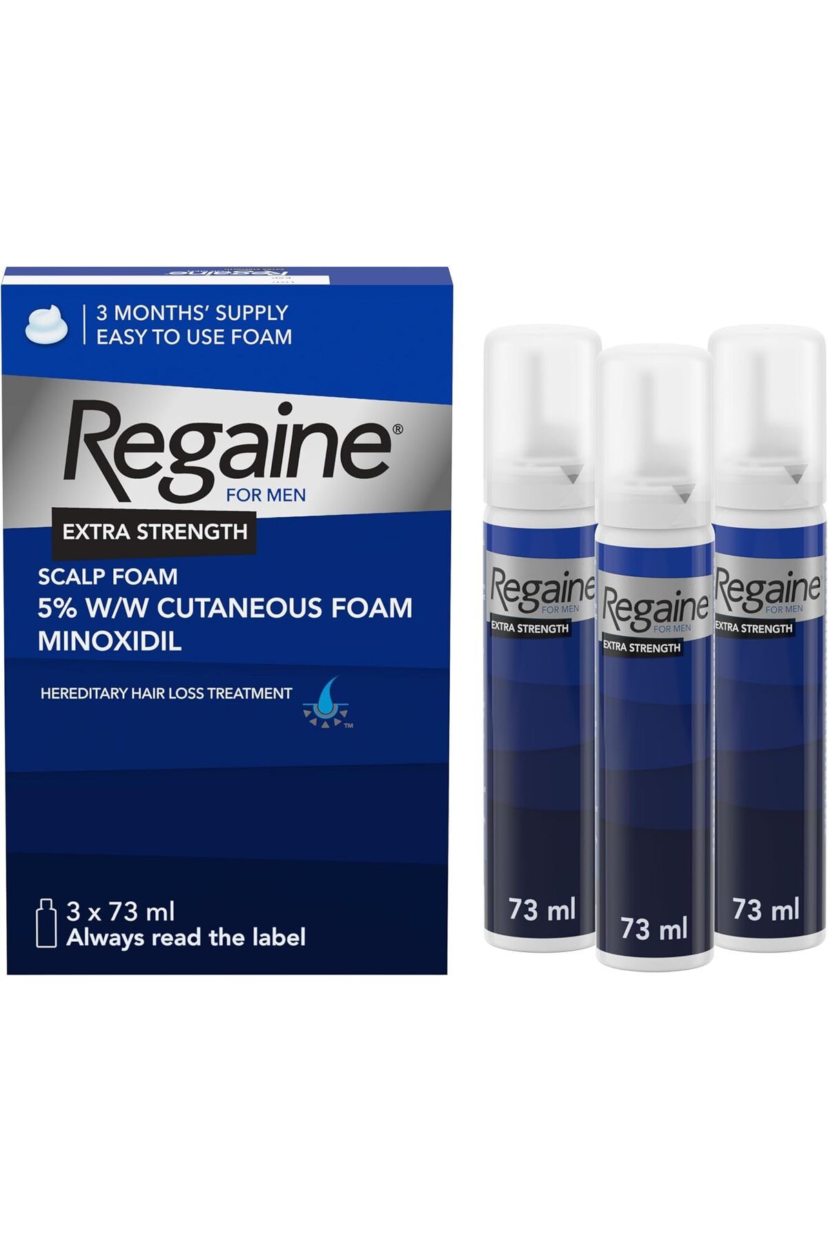 Regaine-Extra Strength Scalp Cutaneous Foam (3x 73 ml), Treatment for Regrowth in Men with 5% Minoxi 1