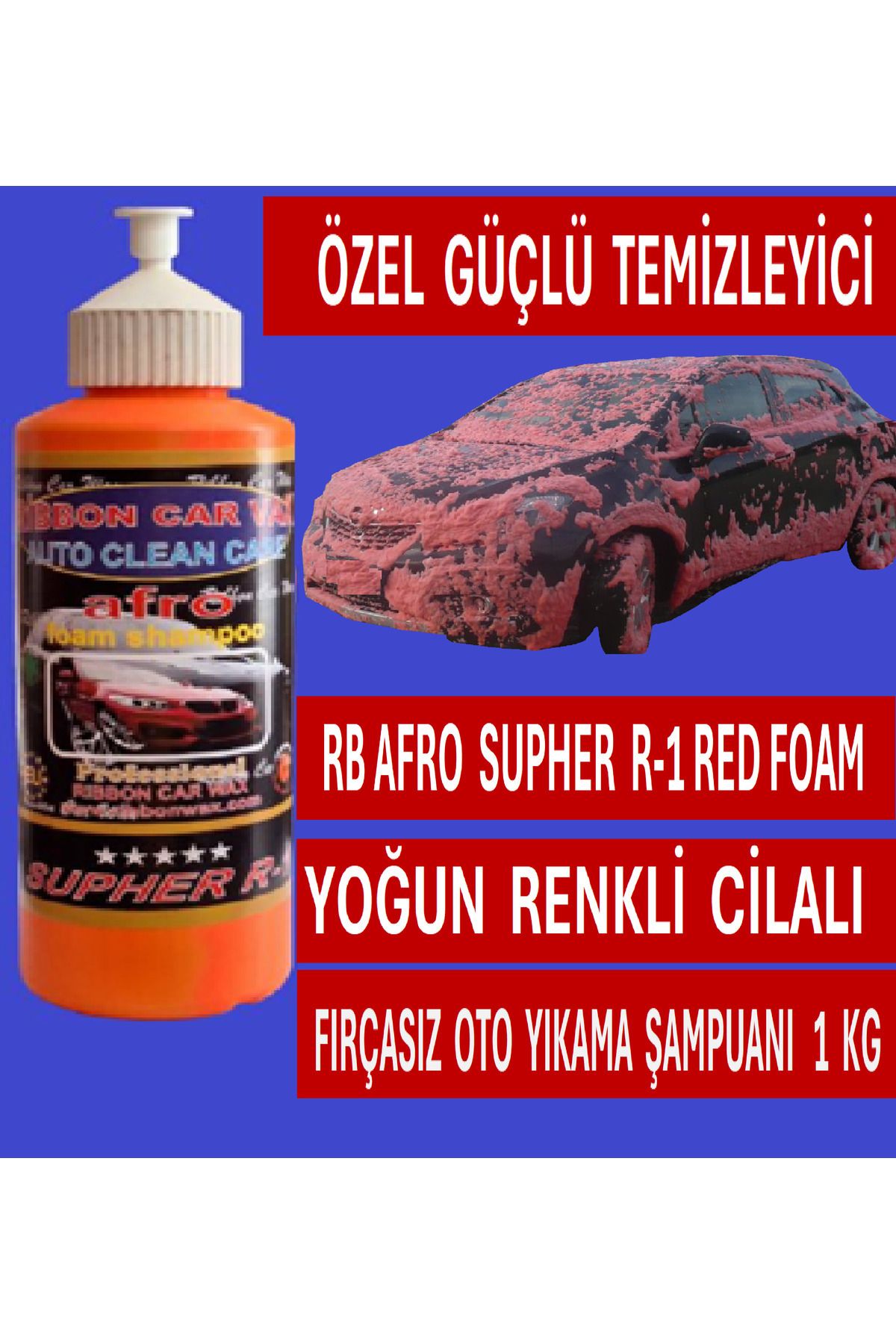 SOFT Rb Afro Supher R-1 (RED FOAM) Firçasiz Cilalı Oto Yıkama Şampuanı Kırmızı Köpük. 1 Lt