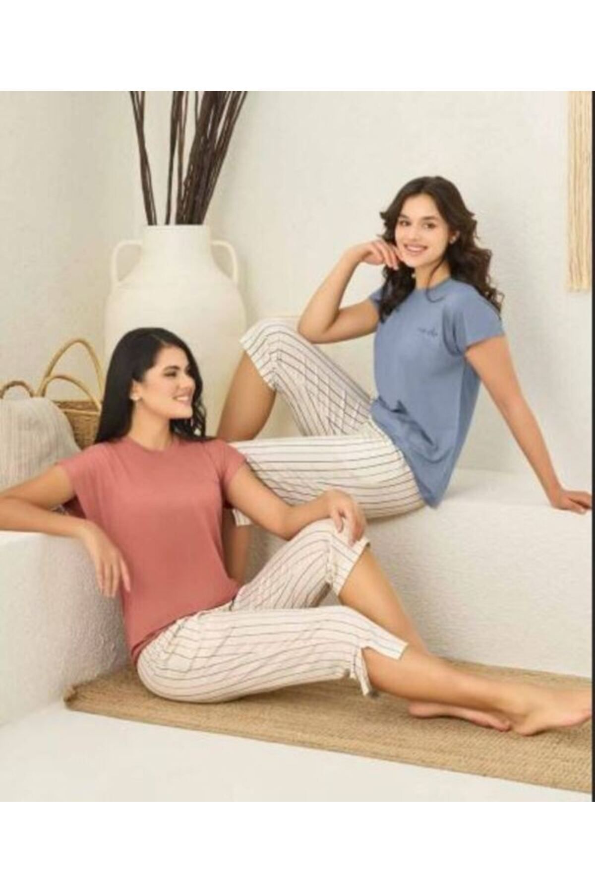 Rozalinda Yazlık Pijama Takımı Bambu Kumaş Kısa Kollu