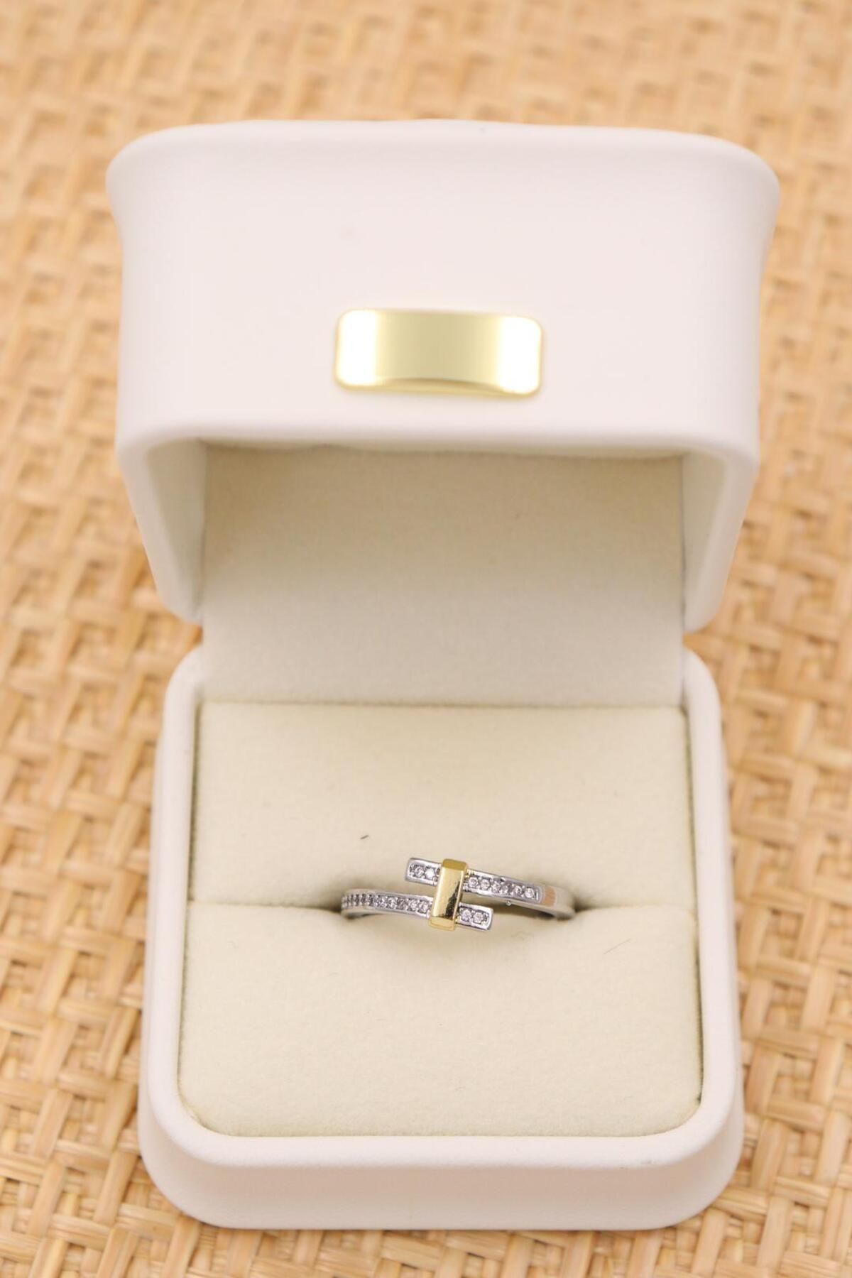 mercanjewelry Zirkon Taşlı Çift Katlı Silver Yüzük