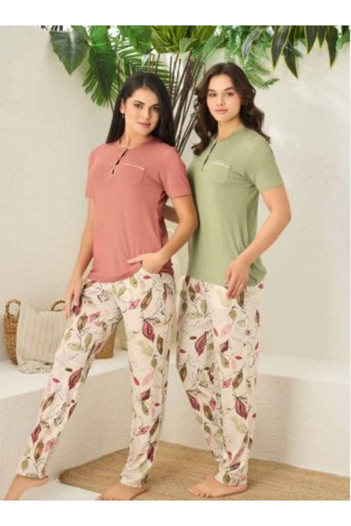 Rozalinda Yazlık Pijama Takımı Bambu Kumaş Kısa Kollu