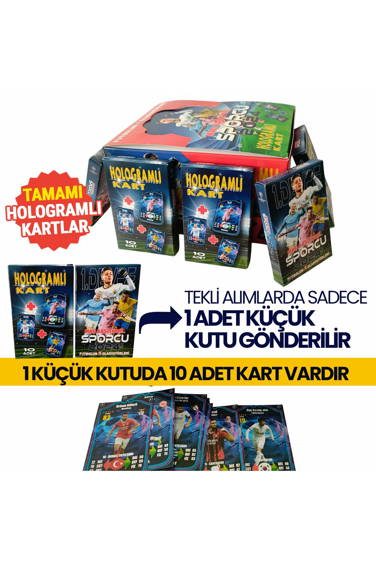 2024 Sporcu Kartları Hologramlı Kartlar - Süper Final Futbolcu Kartları 10 Mini Kutu (100 ADET KART)