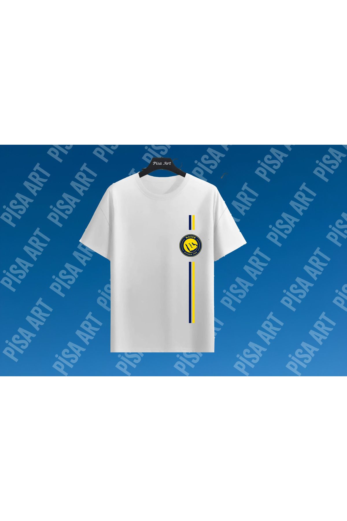 Pisa Art Al Nassr Dikey Çizgili Özel Tasarım Unisex Taraftar T-Shirt
