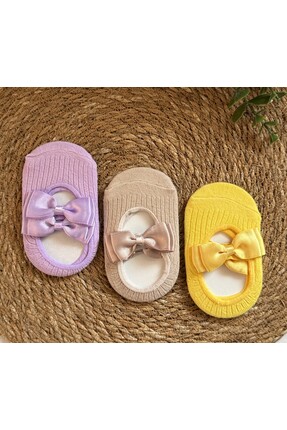 vikivin bebe 3'lü Set Fiyonklu Kız Bebek Çorapları