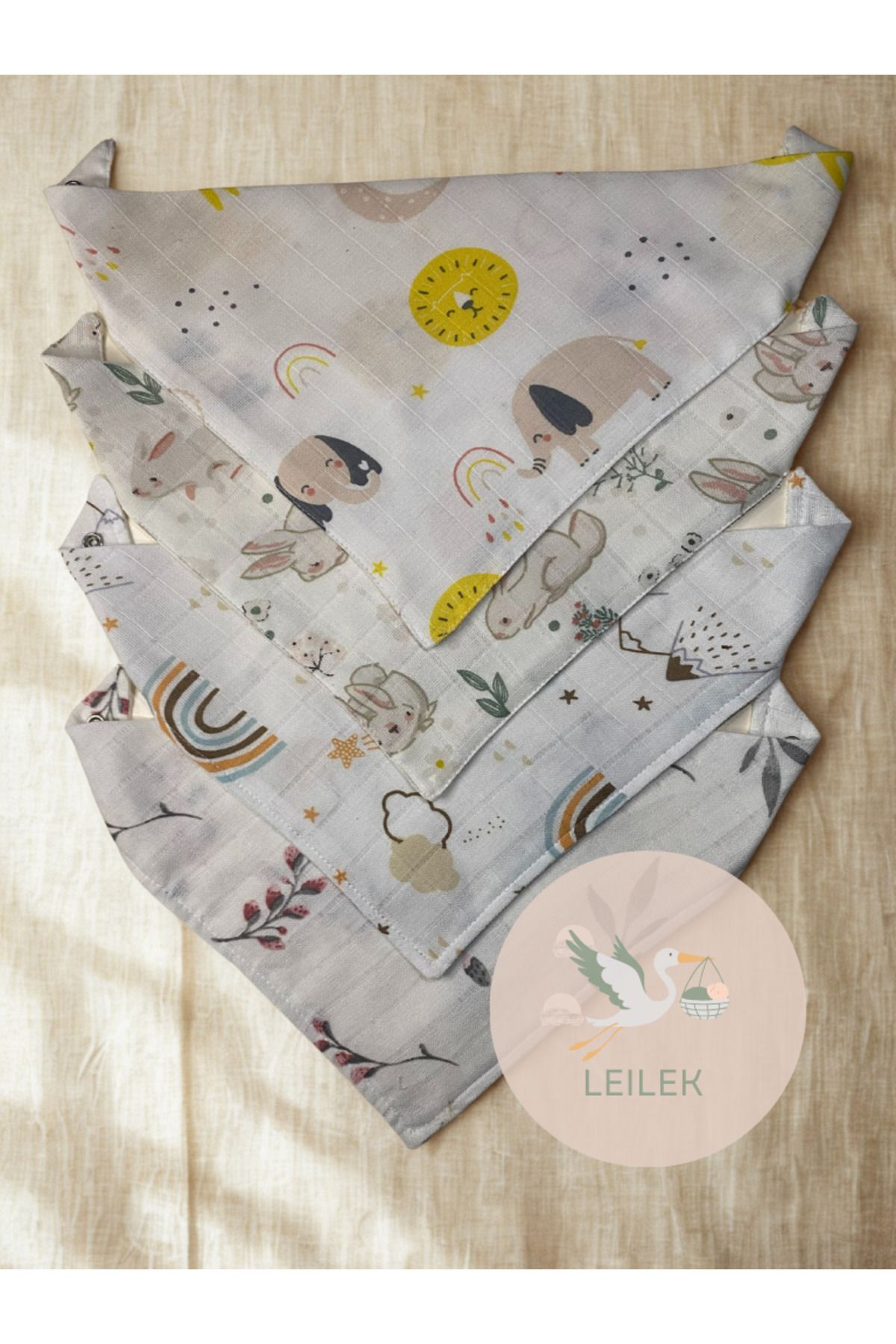 Leilek Karışık Desenli 4'lü Mama Önlüğü