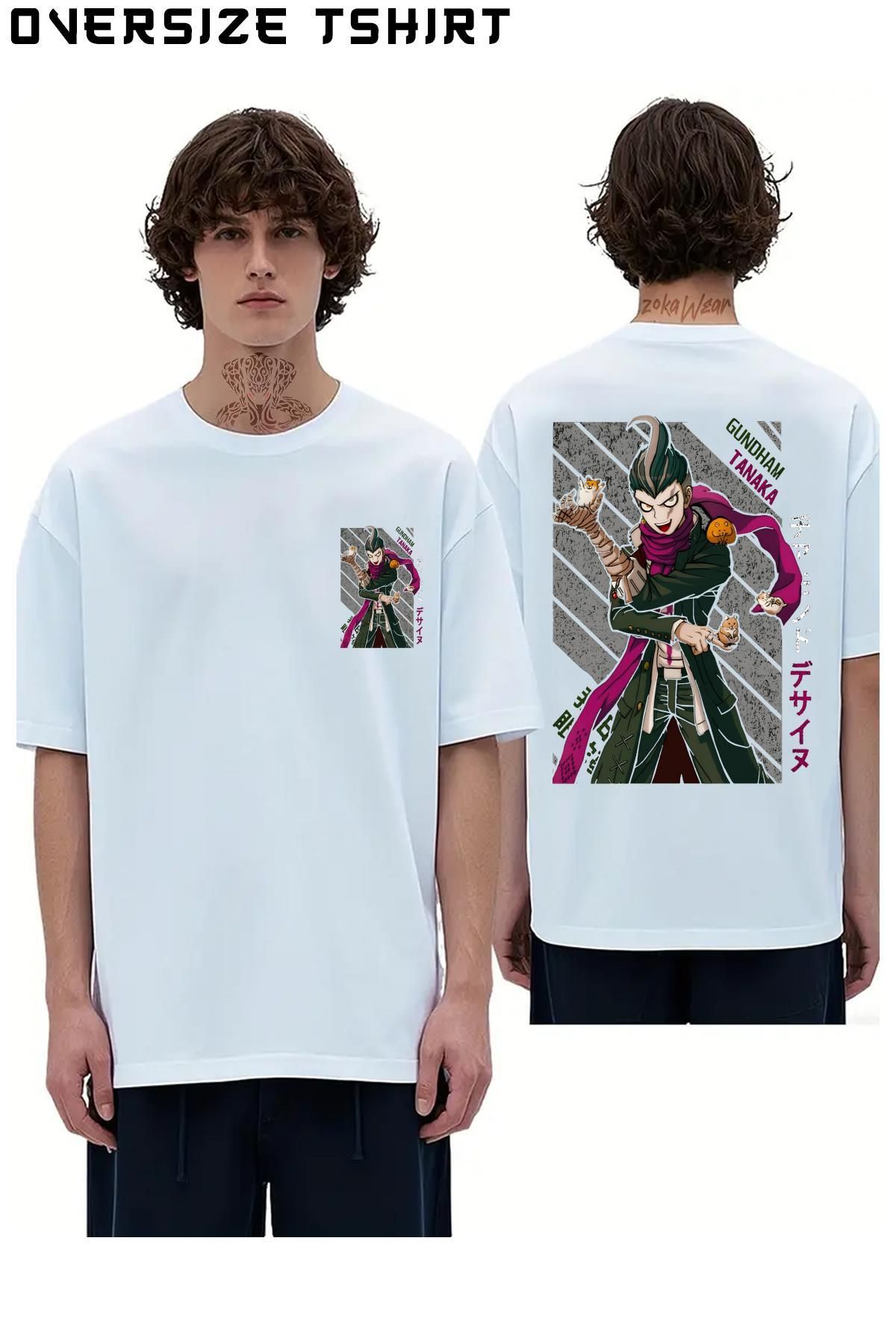 ZOKAWEAR Gundham-Tanaka---Super-Danganronpa-2 Sırt Baskılı Oversize Tişört