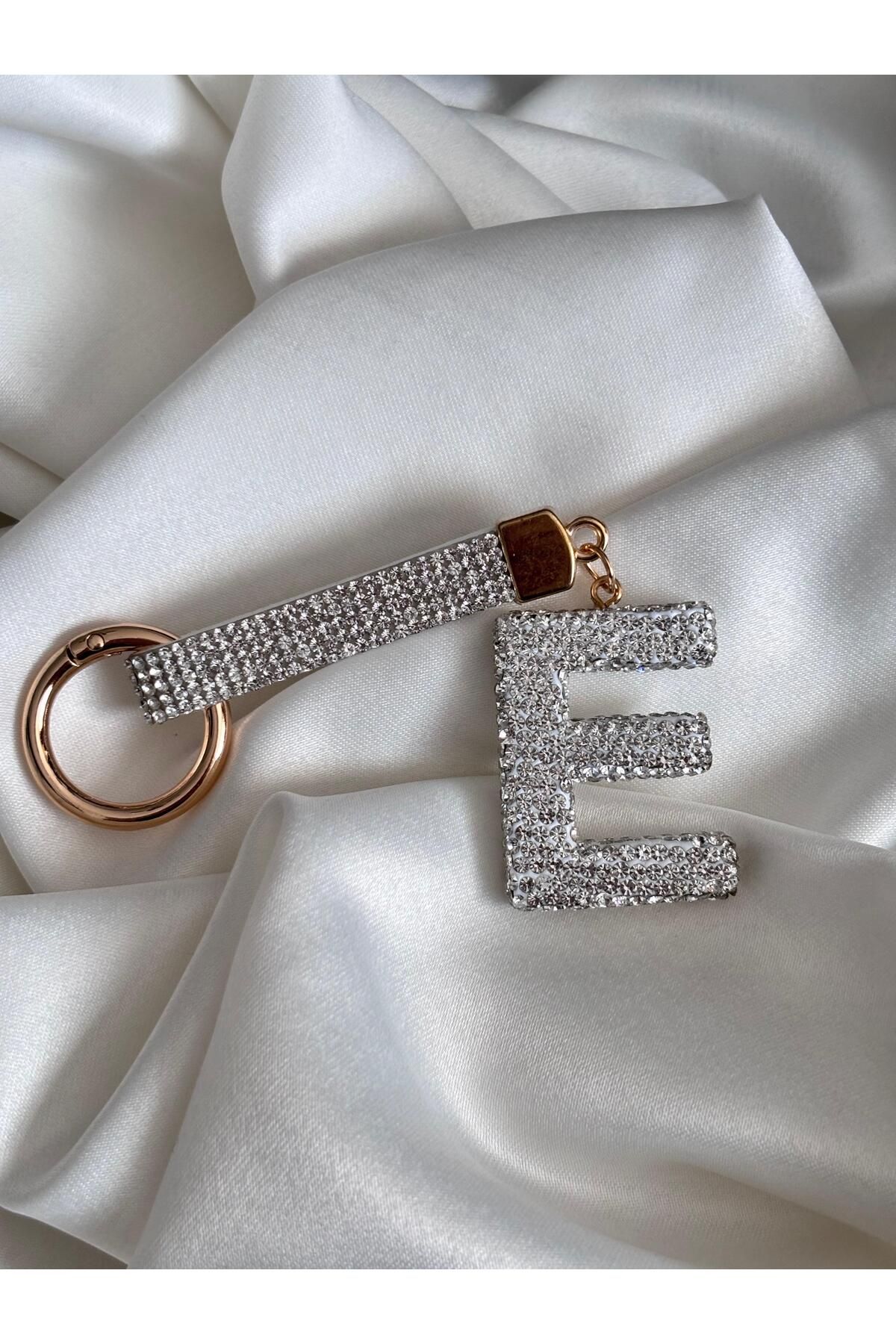 Bellamy Jewelry Taşlı Harf Anahtarlık - Silver - E
